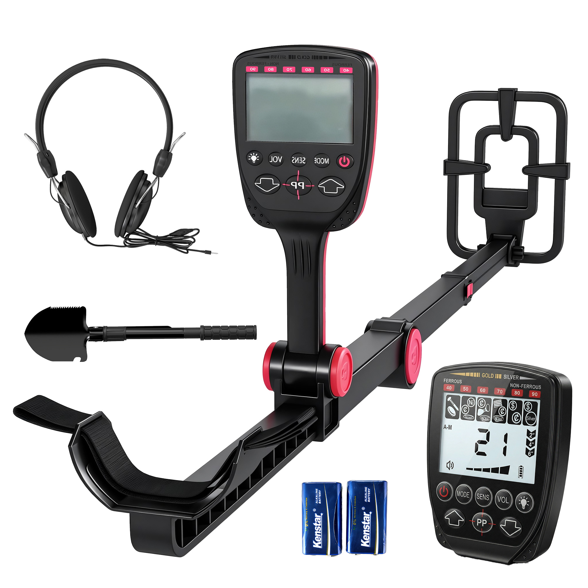 Outsunny Metalldetektor IP68 Wasserdicht faltbar Metallsuchgerät mit 4 Modi Kopfhörer Schaufel Tragetasche LCD-Display 7,8 Zoll Detektionstiefe, Metalldetektoren für Erwachsene Schwarz   Aosom