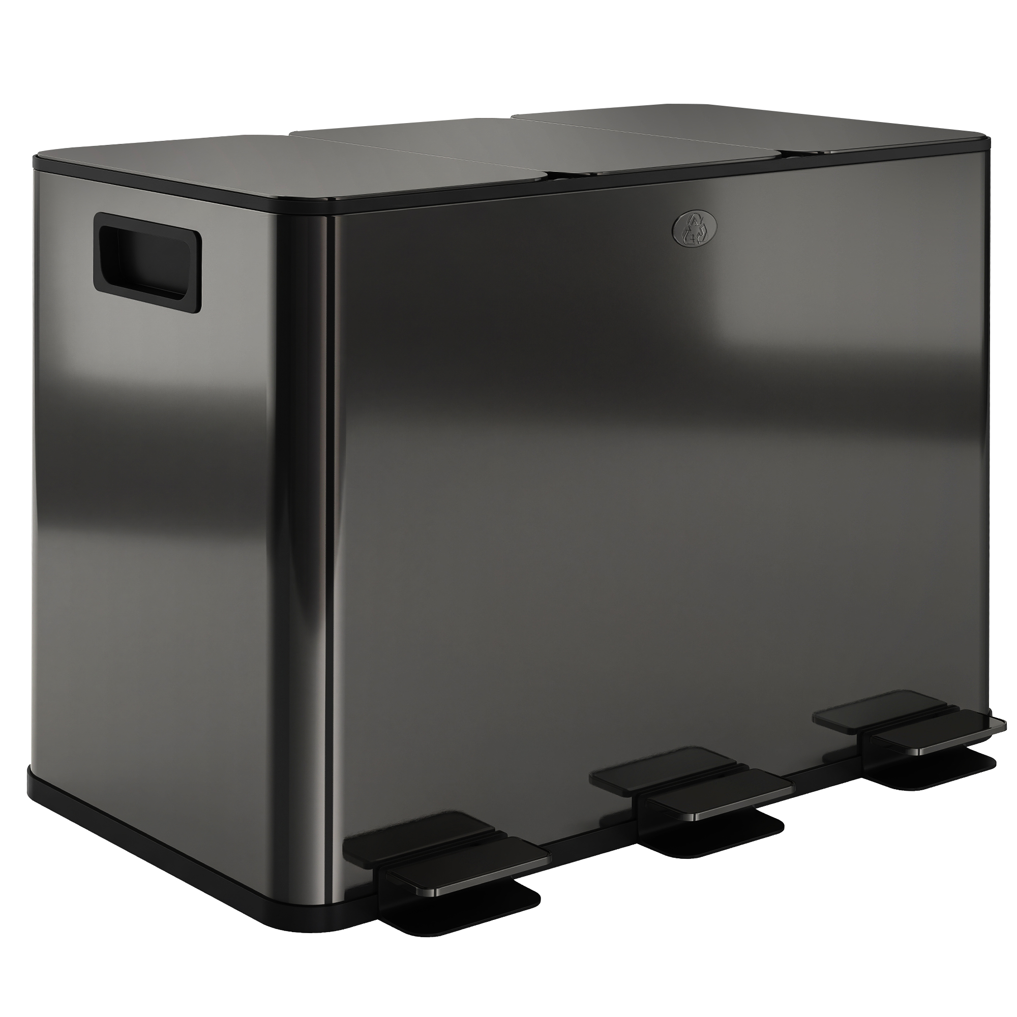 HOMCOM Mülleimer 3 x 15L Abfalleimer aus Edelstahl Mülltrennsystem mit Softclose Deckel und Herausnehmbare Inneneimer, Treteimer mit Deodorant-Fächern für Wohnzimmer, Büro, Schwarz   Aosom