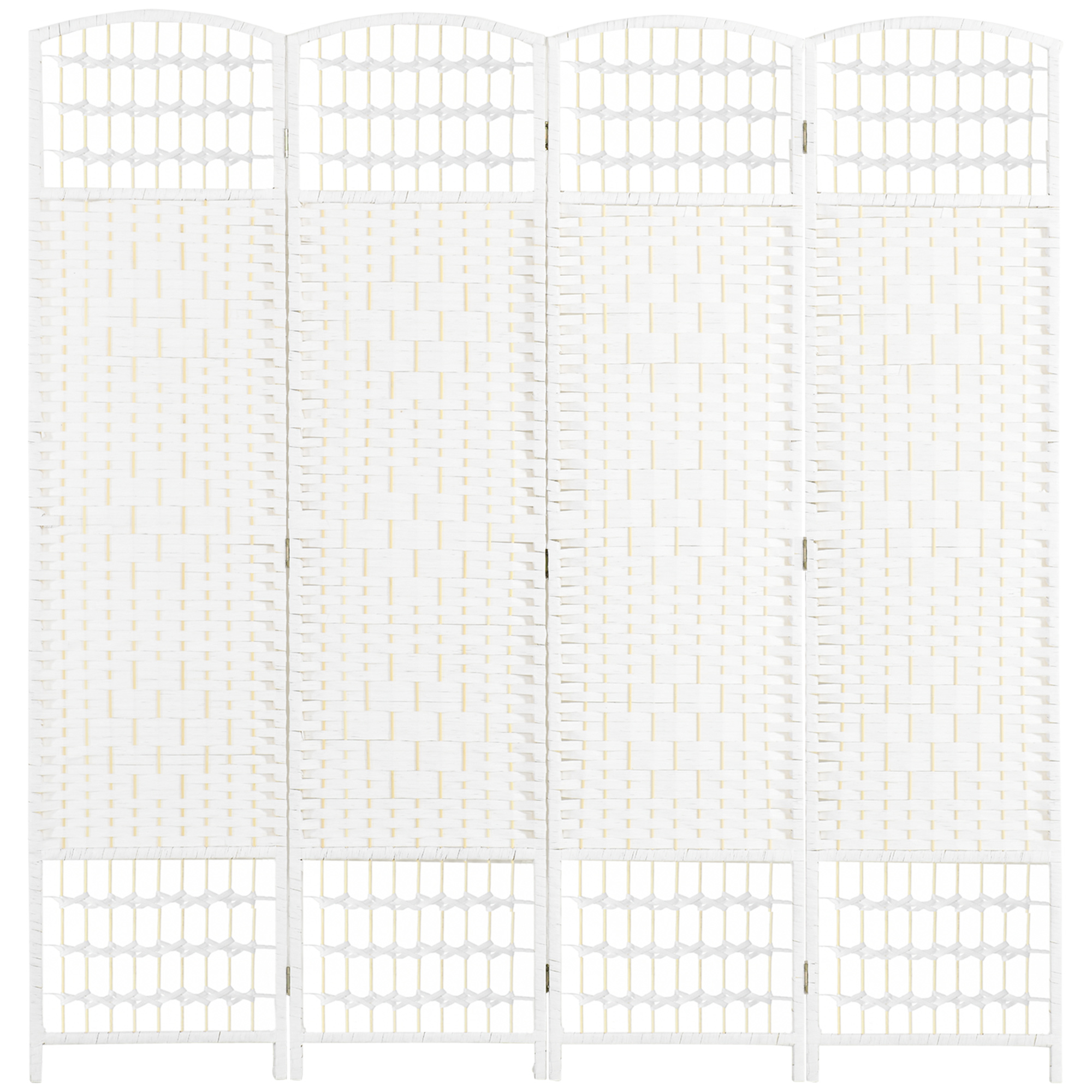 HOMCOM Paravent 4-teilig 160 x 170 cm Faltbar Raumteiler Trennwand aus Wellenfaser, Sichtschutz für Wohnzimmer, Schlafzimmer, Büro, Weiß   Aosom