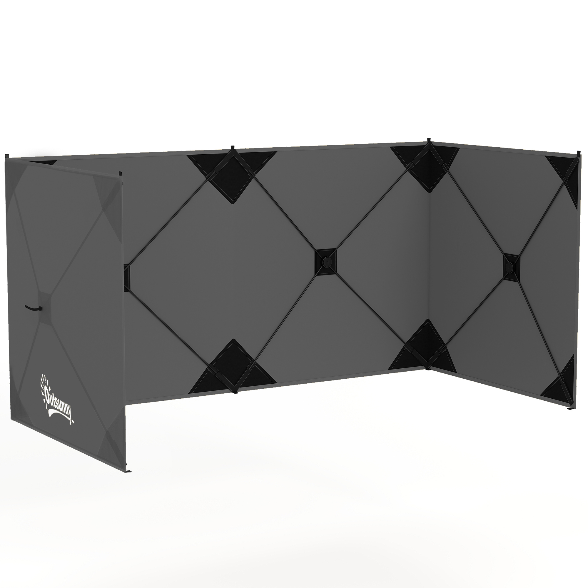 Outsunny Windschutz faltbar Camping Sichtschutz mit Spannleinen, Bodenhaken, Tragetasche Windfang Zaun Strandwindschutz Strandschutz für Camping Garten, Strand, Terrasse 480 x 120 cm, Dunkelgrau   Aosom