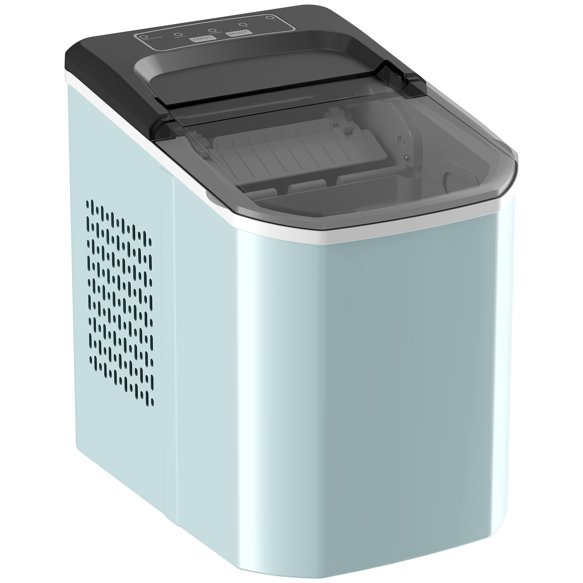 HOMCOM Eismaschine, selbstreinigende Eiswürfelmaschine, 12 kg/24H, 9 Würfel in 7 Minuten, 2 Eisgrößen, 1,5L Wassertank, für Zuhause, Küche, Büro, Bar, Blau   Aosom