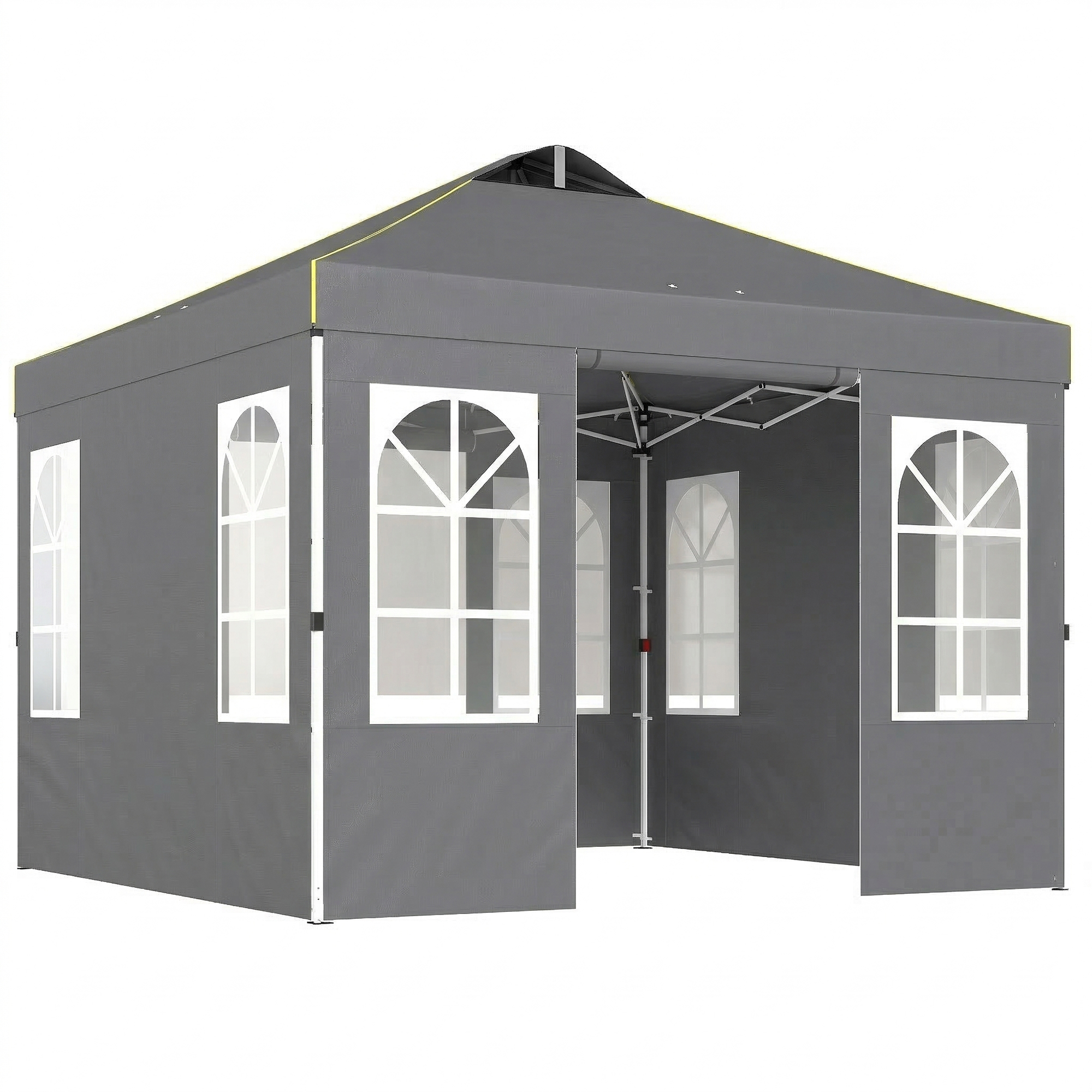 Outsunny Pavillon 3x3m Wasserdicht Stabil Winterfest Pop-up Faltpavillon, Ein-Knopf-Aufbau, UV 50+ Faltbar Partyzelt Gartenzelt mit Seitenteile Tasche Sandsäcke Gartenpavillon für Garten Festival   Aosom