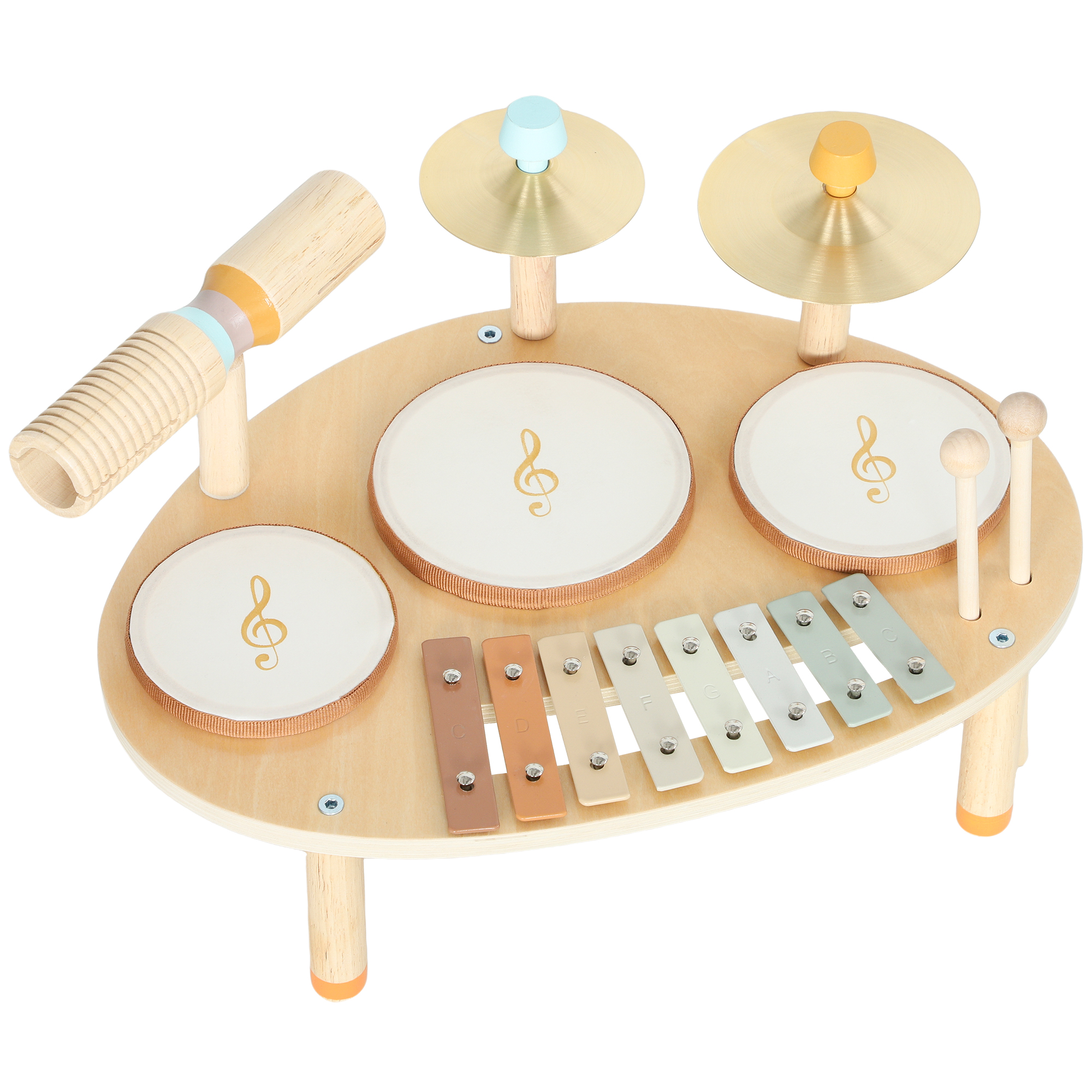 AIYAPLAY Kinder Schlagzeug 4-in-1 Montessori Musikinstrumente Set mit Trommeln Xylophon Schlagwerk für Kinder ab 2 Jahre Sensorisches Lernspielzeug Geschenk für Jungen Mädchen   Aosom