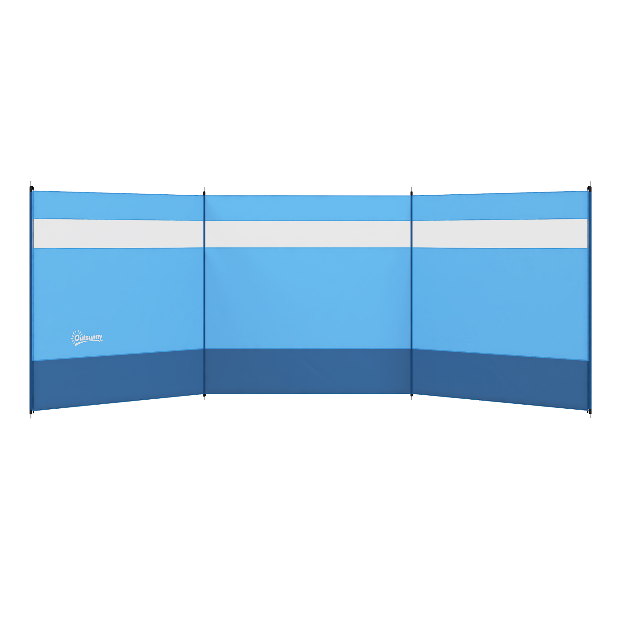 Outsunny Windschutz faltbar Camping Sichtschutz mit Lichtquellenfenster Heringen Seilen Windfang Zaun Strandwindschutz Strandschutz für Camping Garten, Strand, Terrasse 440 x 140 cm Blau   Aosom