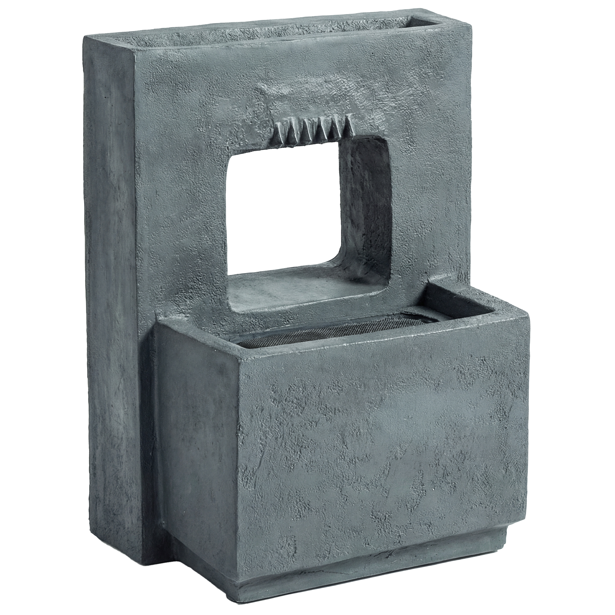 Outsunny Springbrunnen 2-stufig Gartenbrunnen mit LED Beleuchtung Pflanzkübel Pumpe Steinoptik, Verstellbar Zimmerbrunnen Terrassenbrunnen Wasserspiel Zierbrunnen für Garten Rasen 45 x 31,5 x 58,5 cm   Aosom