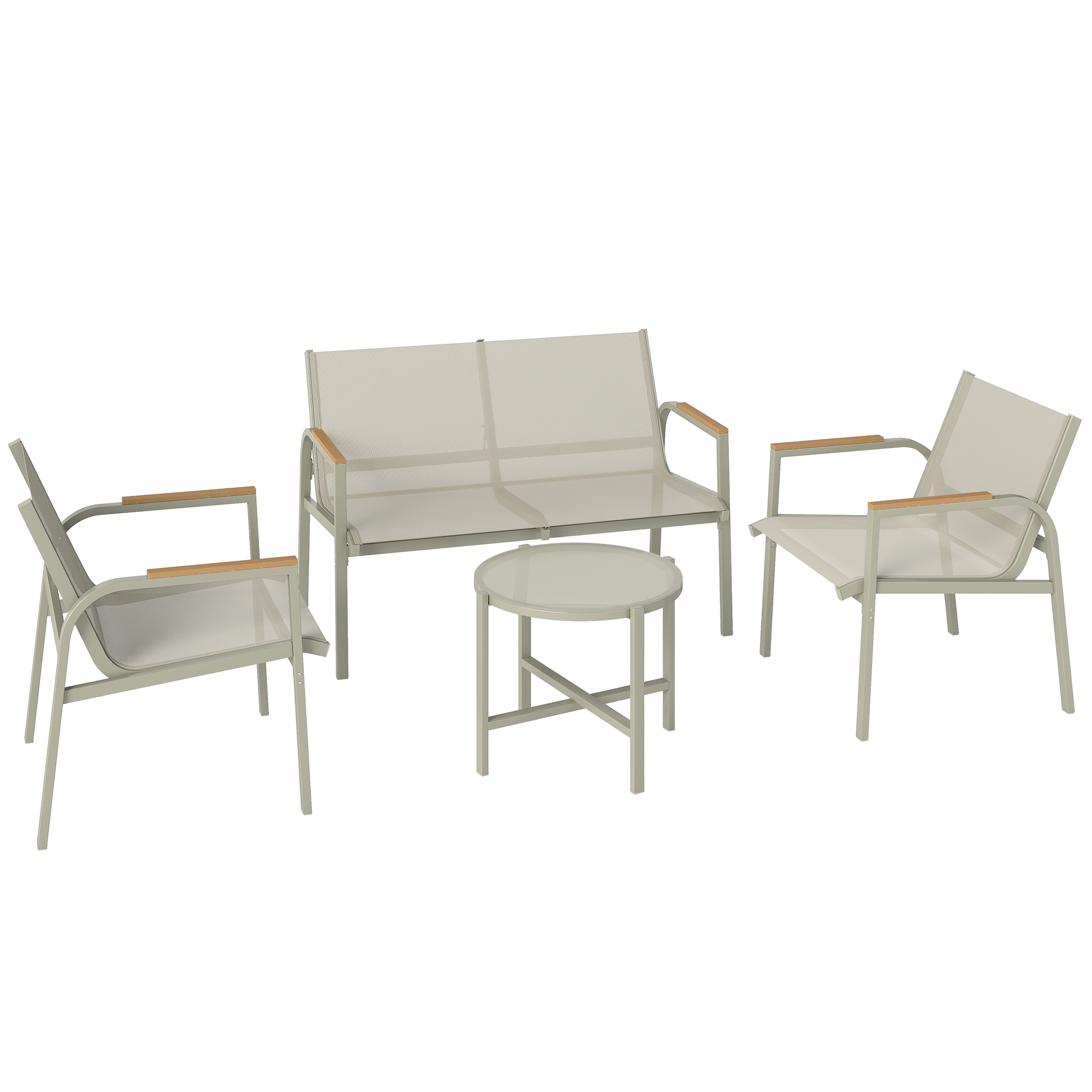 Outsunny Gartenmöbel Set wetterfest Metall Sitzgruppe für 4 Personen Gartenlounge mit 2er-Sofa 2 Sesseln Beistelltisch Outdoor Balkonmöbel-Set Terrassenmöbel für Garten Balkon Grün   Aosom