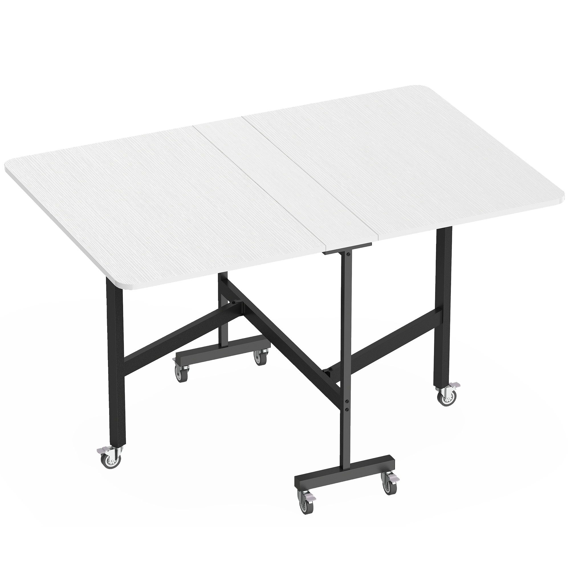HOMCOM Esstisch Klappbar Küchentisch für 4-6 Personen mit Rollen, Stahlbeine Mobiler Klapptisch Esszimmertisch für Kleine Räume, Esszimmer, Küche 120 x 80 x 73 cm, Weiß   Aosom