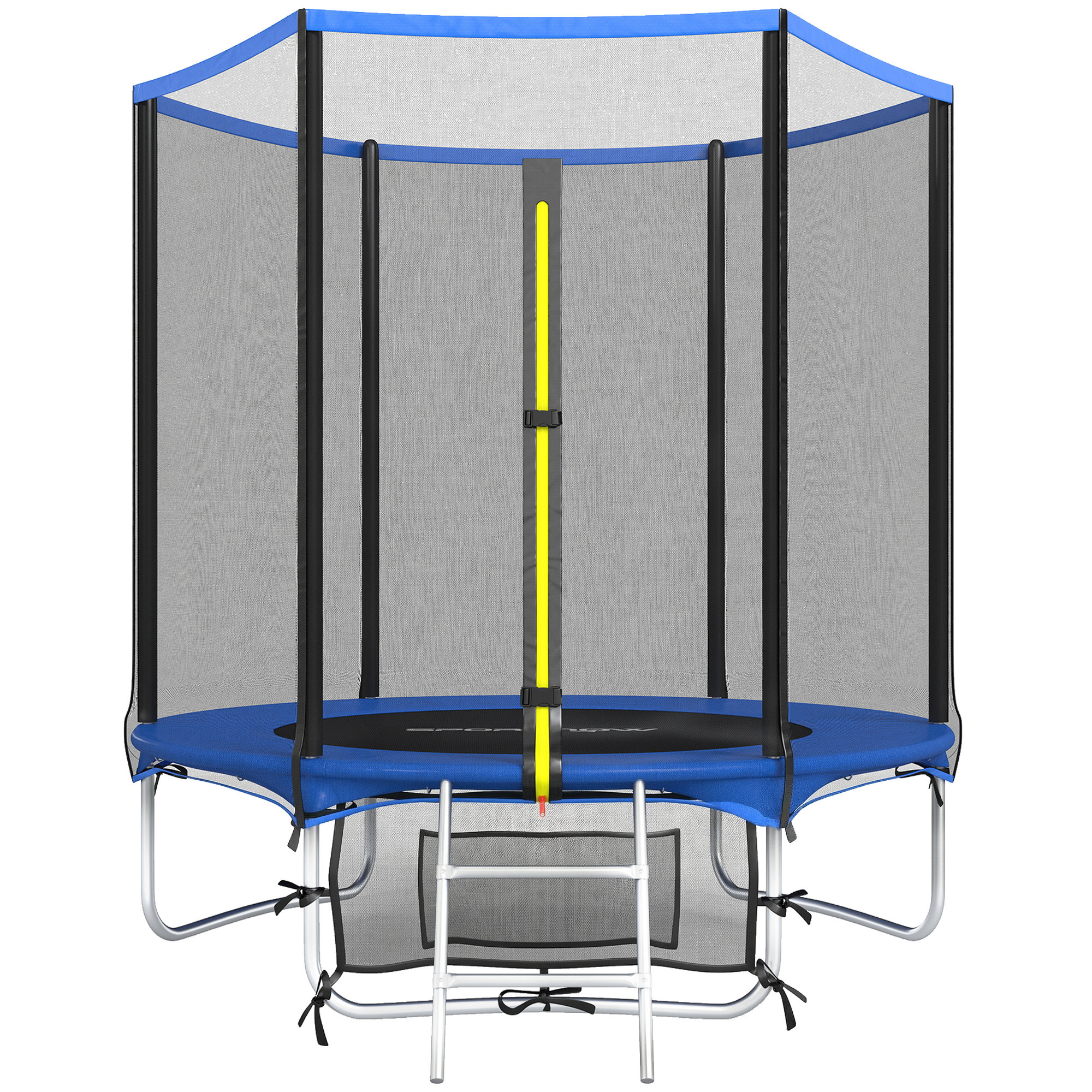 SPORTNOW Outdoor-Trampolin Kinder Ø183 cm, Trampolin für Kinder ab 6 Jahren mit Sicherheitsnetz, 2-stufige Leiter, Federabdeckung, Aufbewahrungstasche, Belastung 80 kg, Blau   Aosom