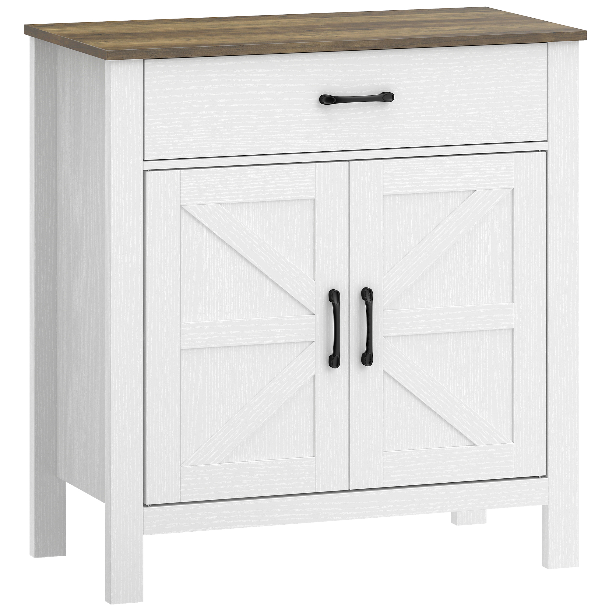 HOMCOM Sideboard, Buffetschrank mit Schublade, Aufbewahrungsschrank mit verstellbarem Regal Beistellschrank Küchenschrank für Wohnzimmer, Küche, Esszimmer, Weiß, 77x39,3x81,5 cm   Aosom