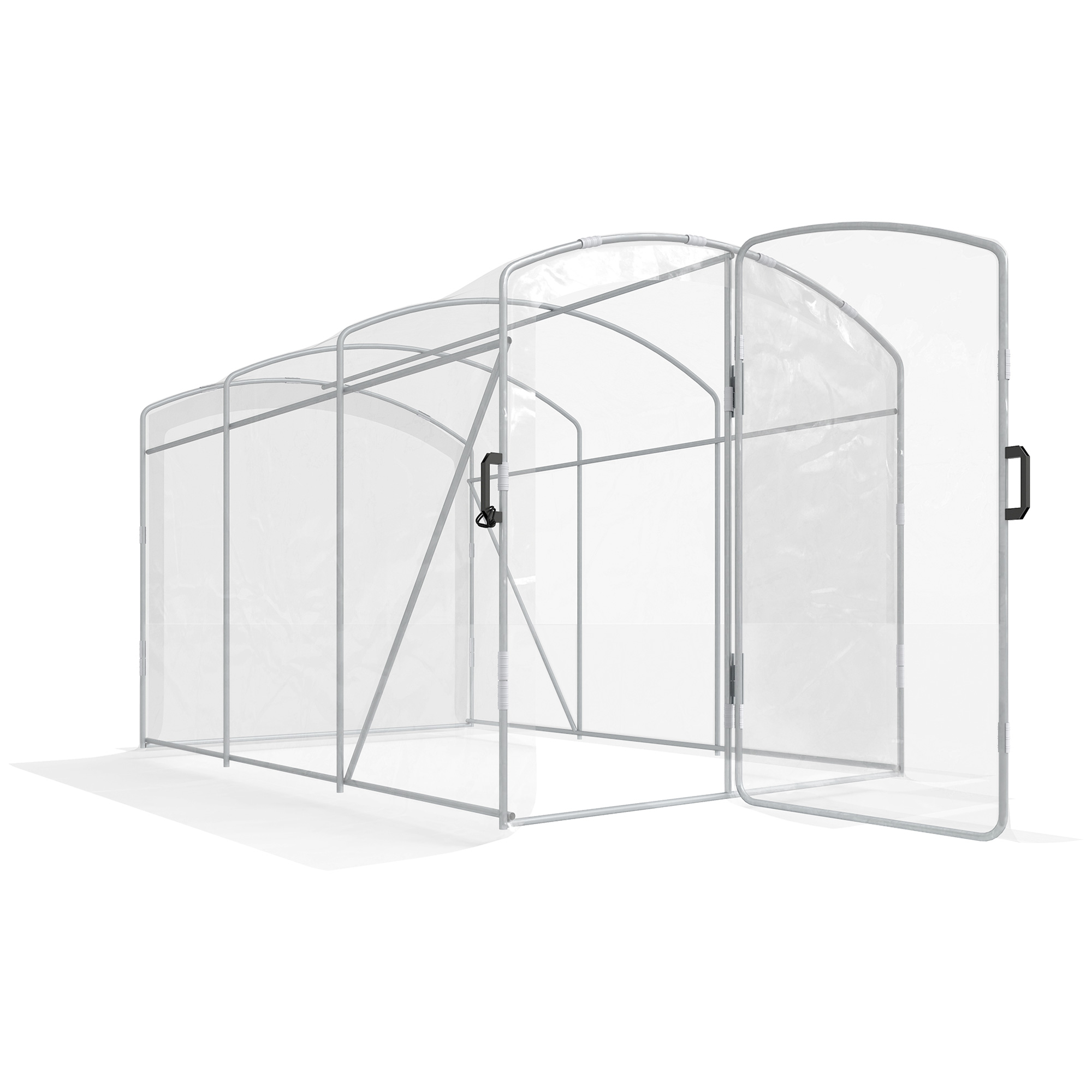 Outsunny Foliengewächshaus 3 x 2 x 195 m Tunnel-Gewächshaus winddichtes Tomatenhaus mit 1 Tür für Garten Balkon PE transparent   Aosom.de
