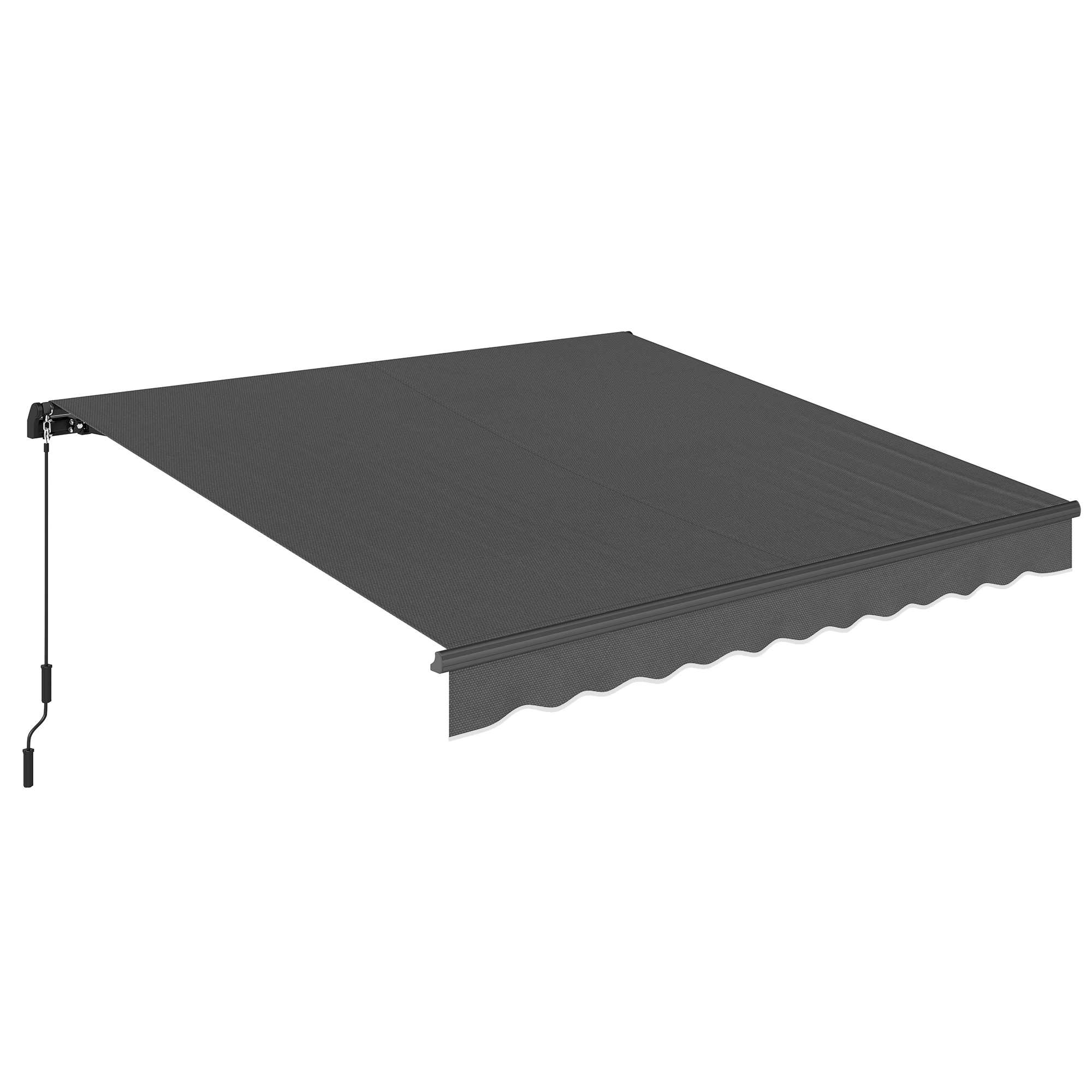 Outsunny Gelenkarmmarkise Markise 350 x 300cm Gelenkmarkise inkl Kurbel & Wandhalterung, Winkel einstellbar Wasserabweisend Terrassenmarkise Sonnenmarkise Balkonmarkise für Terrasse Balkon Dunkelgrau   Aosom