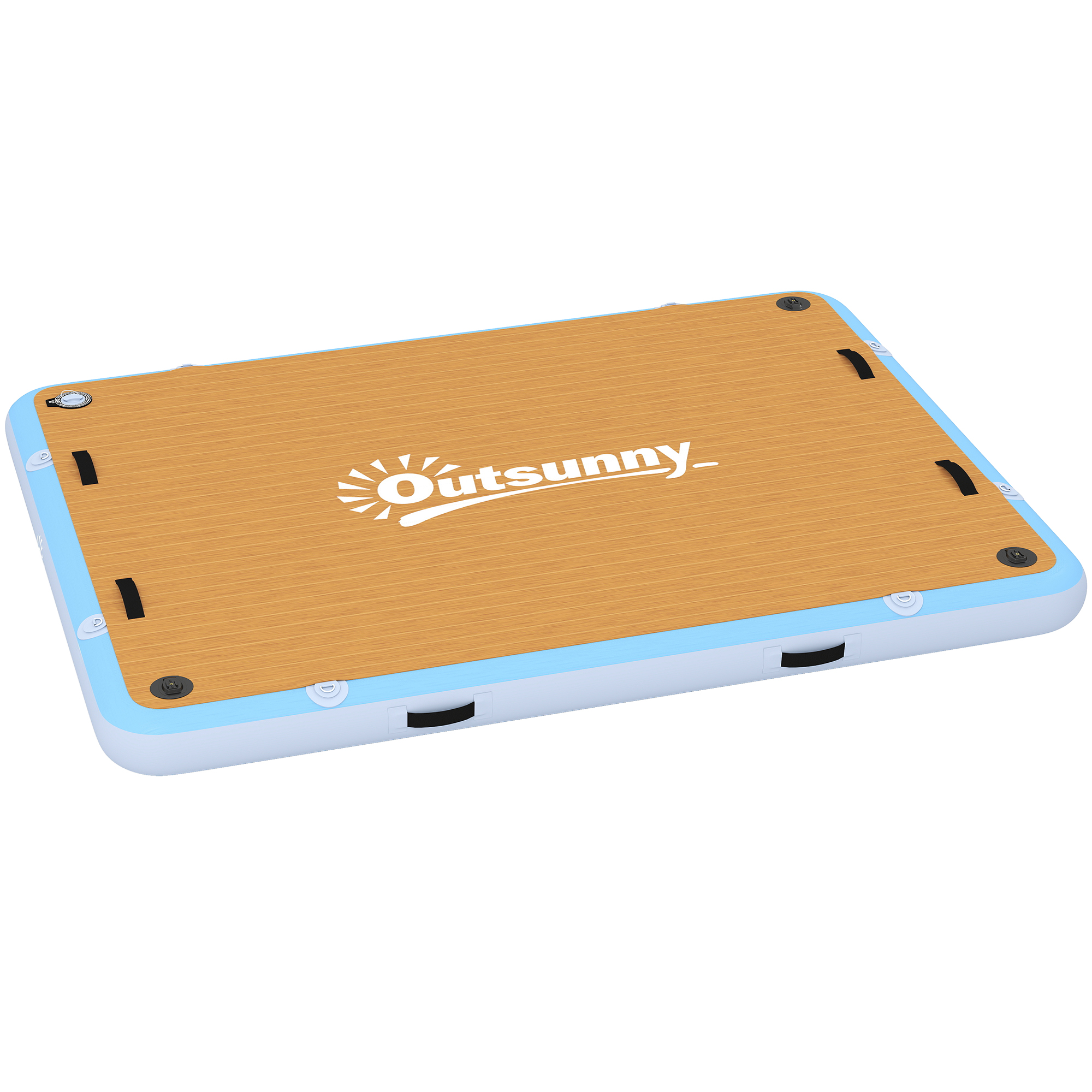 Outsunny Aufblasbares Dock Schwimmdock 2,4x1,8m Aufblasbar Schwimmende Plattform für 4-6 Personen mit Rutschfest Oberfläche Abnehmbarer Leiter Luftpumpe Tragetasche Wasser Dockplattform für See Pool   Aosom