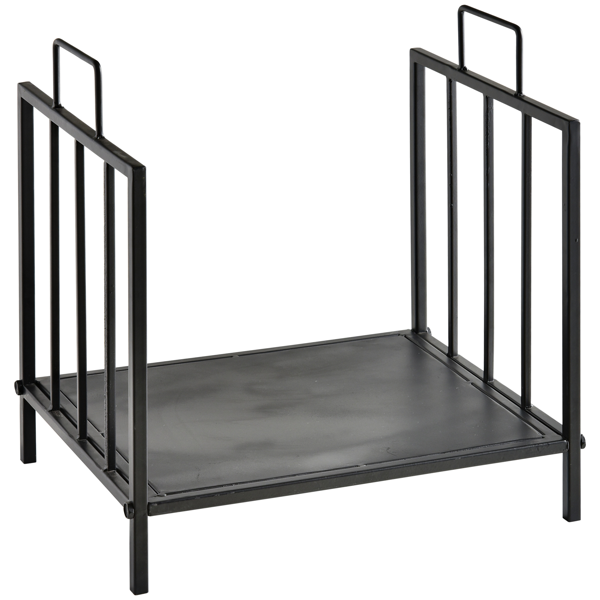 Outsunny Kaminholzregal für innen 44,5 x 33 x 46,5cm Brennholzregal mit Griffe, erhöhter Kaminholzständer für Kamin Ofen Feuerholzregal Kaminholzhalter für Feuerholz, Brennholz Metall Schwarz   Aosom