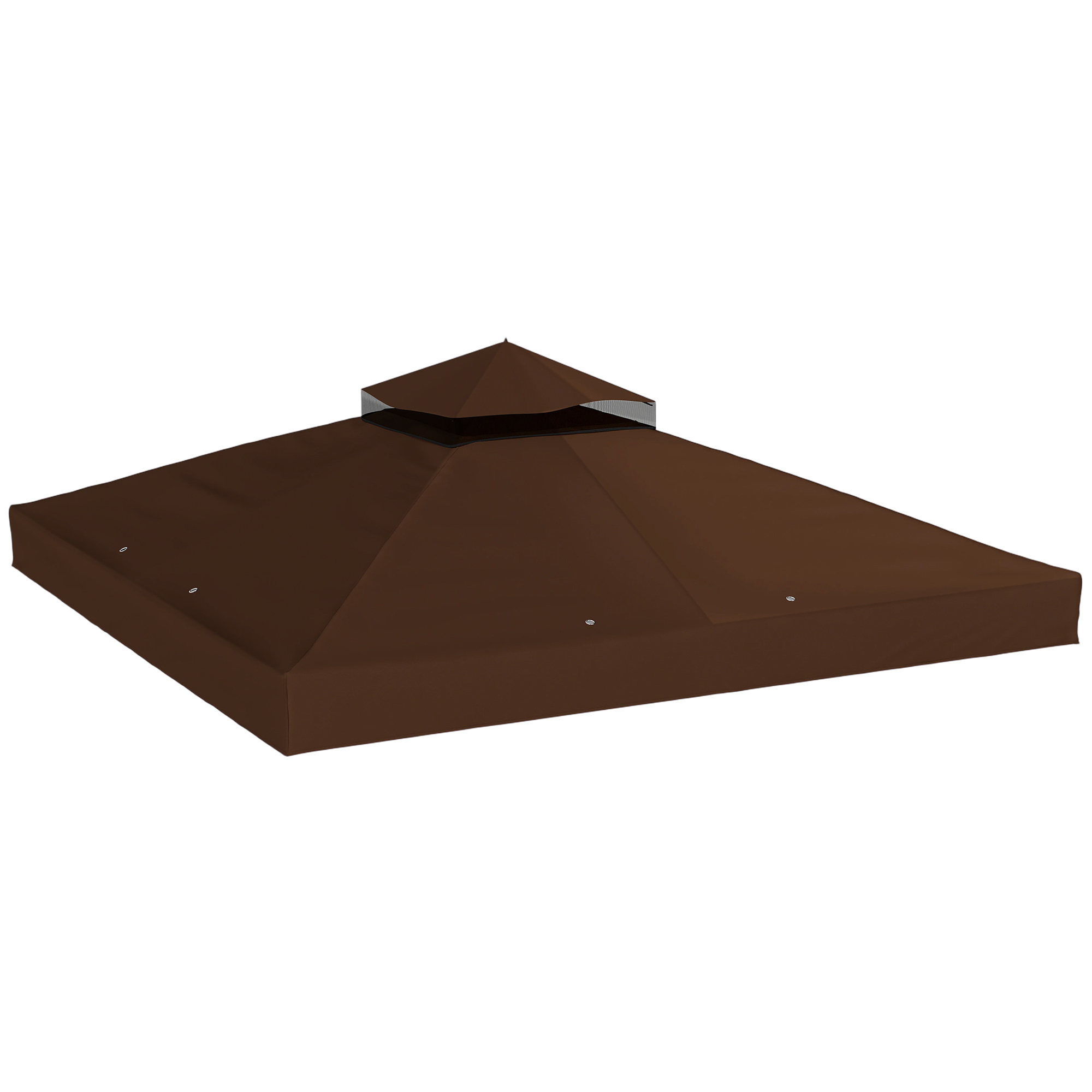 Outsunny Ersatzdach für Pavillon 3 x 3 m, wasserdicht Pavillondach, Doppeldach Ersatzbezug für Gartenpavillon, Ersatzteile aus Oxford-Stoff, 370 g/m², Kaffee exkl. Rahmen   Aosom