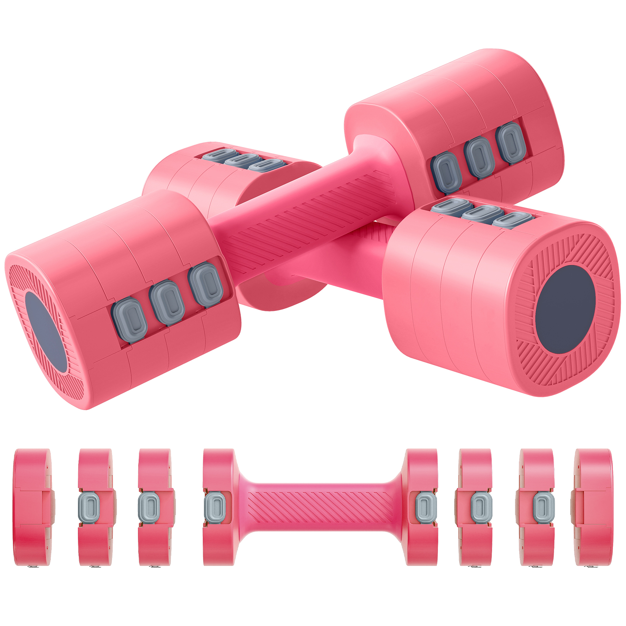 SPORTNOW 4-in-1 Verstellbare Hantel, 1-2,5 kg Hanteln mit rutschfest Griff, Quadratisch Kurzhantelset aus Metall, Kurzhanteln, Dummbell Set für Zuhause, Fitnessstudio, Krafttraining   Aosom