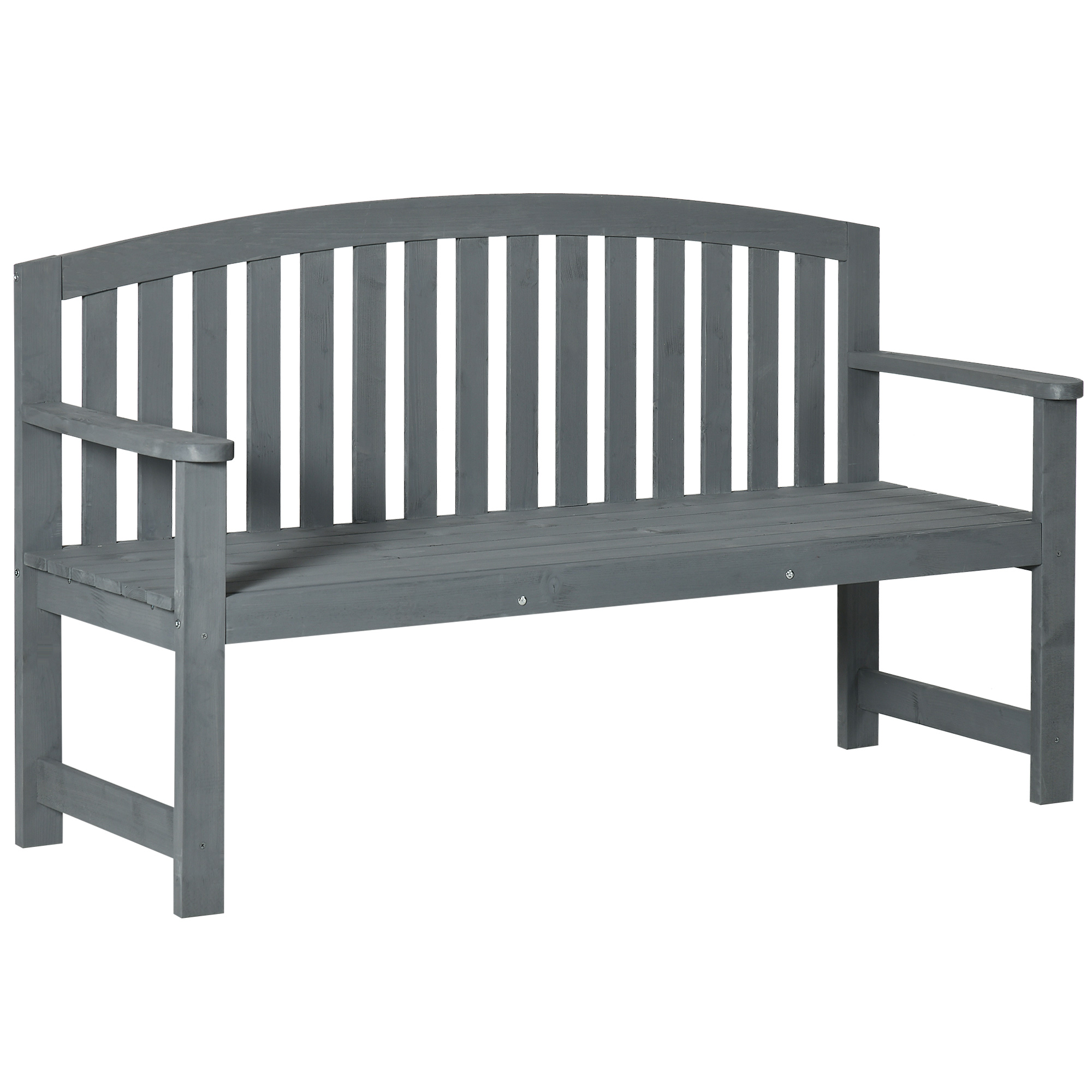 Outsunny 2-Sitzer Gartenbank Holz, wetterfest Sitzbank, Gartenmöbel mit Rückenlehnen, Parkbank 240 kg belastbar, Balkonbank, Holzbank für Balkon Terrasse, Garten, 143 x 51 x 85 cm, Grau   Aosom