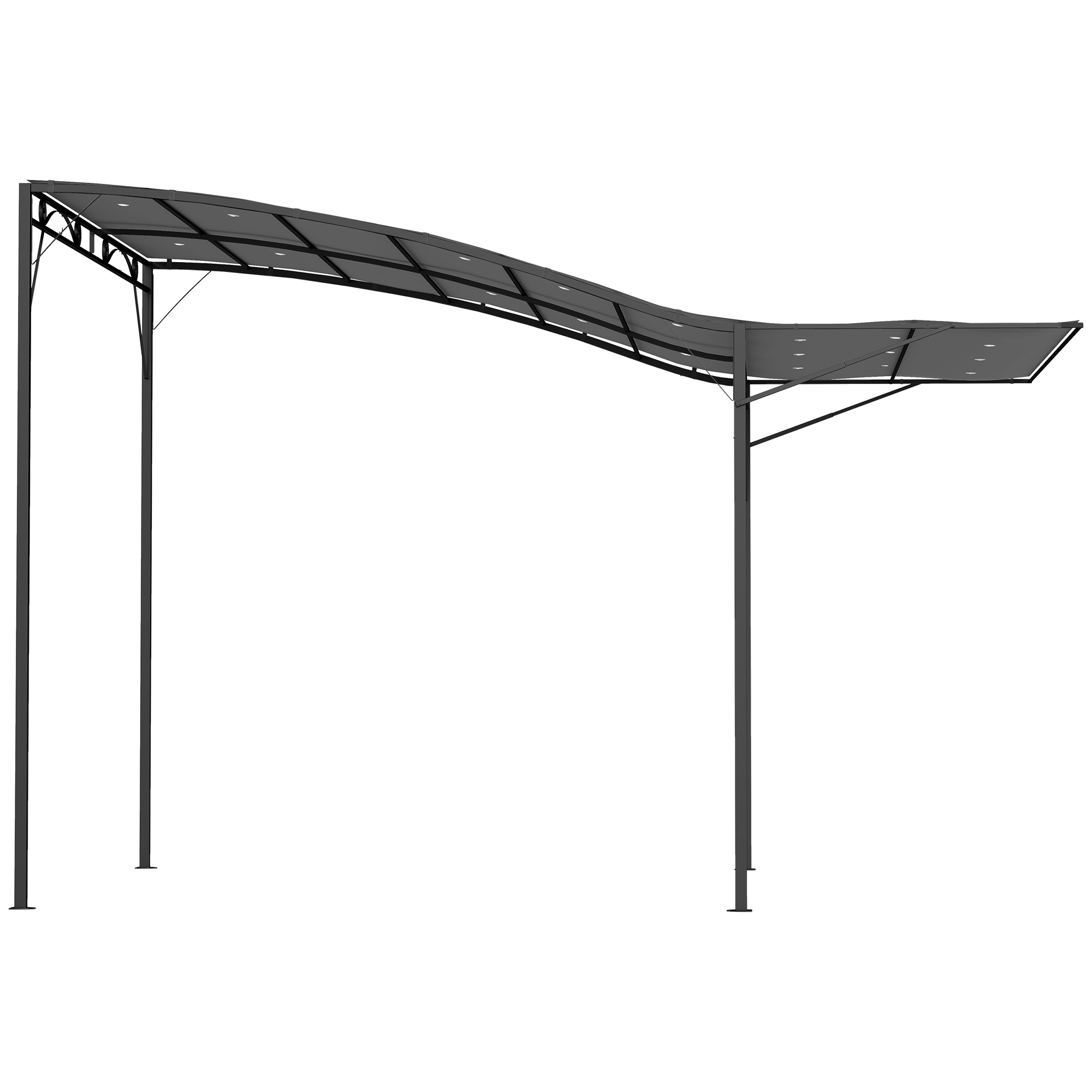 Outsunny Pergola Pavillon 3x2,5m Stahl Wasserabweisend Sonnenschutz mit verstellbares Dach Wandmontage Gartenpavillon freistehend Terrassenüberdachung Überdachung für Garten Balkon Dunkelgrau   Aosom