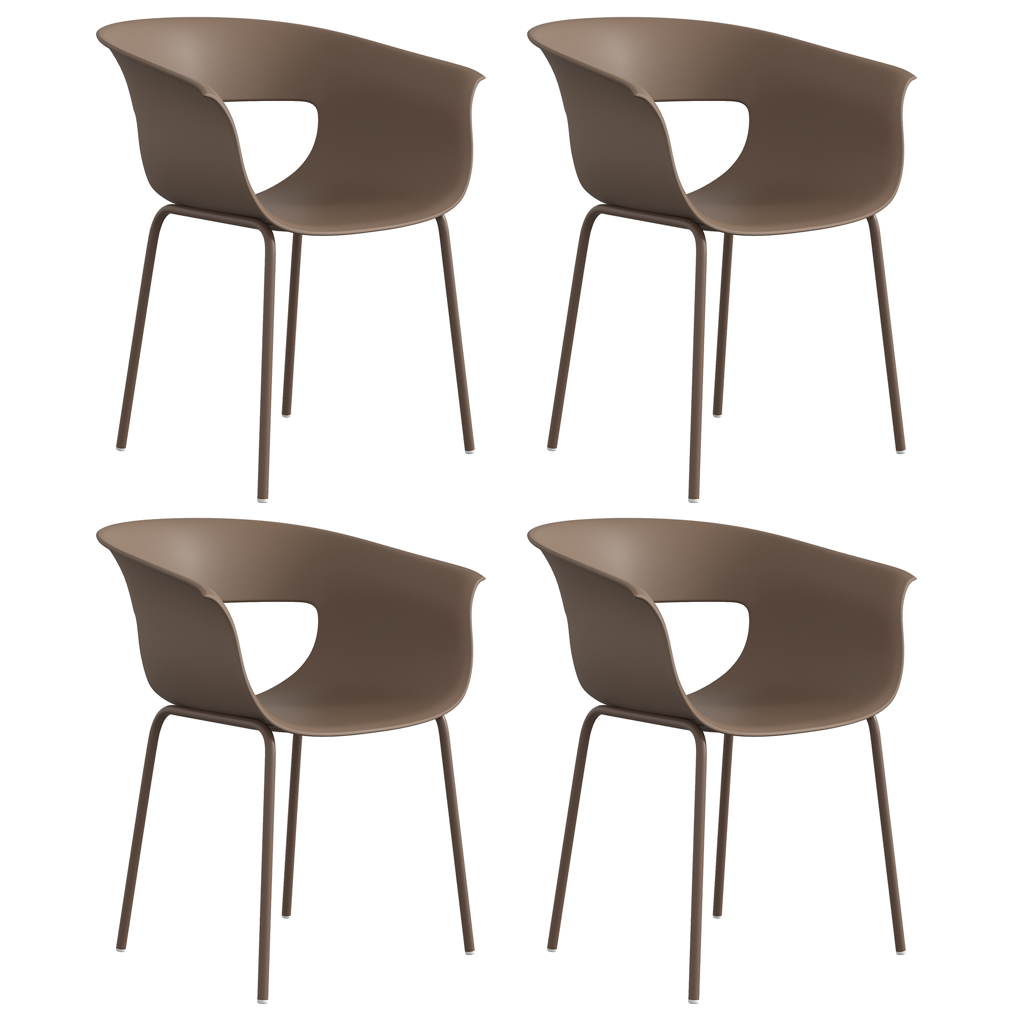 Outsunny Gartenstühle 4er Set ergonomisch Balkonstühle mit Ausschnittdesign Armlehne Wetterfest rostbeständig Outdoor Stühle bis 120 kg Terrassenstühle für Garten Balkon Terrasse Kaffee   Aosom