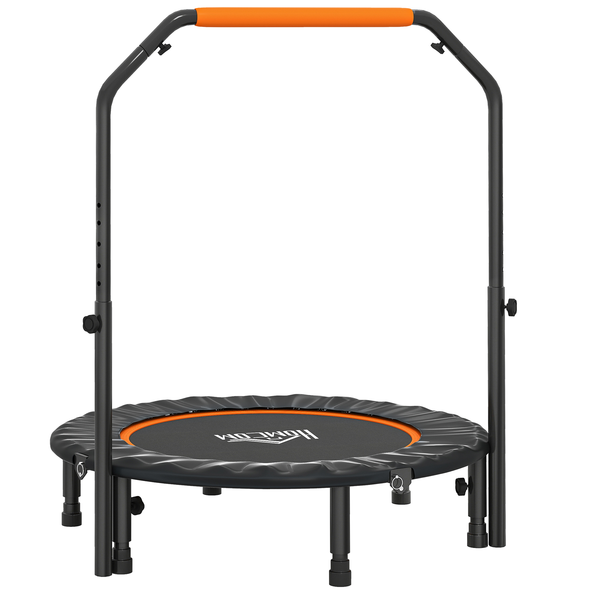 HOMCOM 102 cm Fitness-Trampolin, Faltbares Mini-Trampolin mit vierfach höhenverstellbarem Haltegriff, Fitness-Rebounder für Erwachsene, bis 100 kg, Schwarz   Aosom