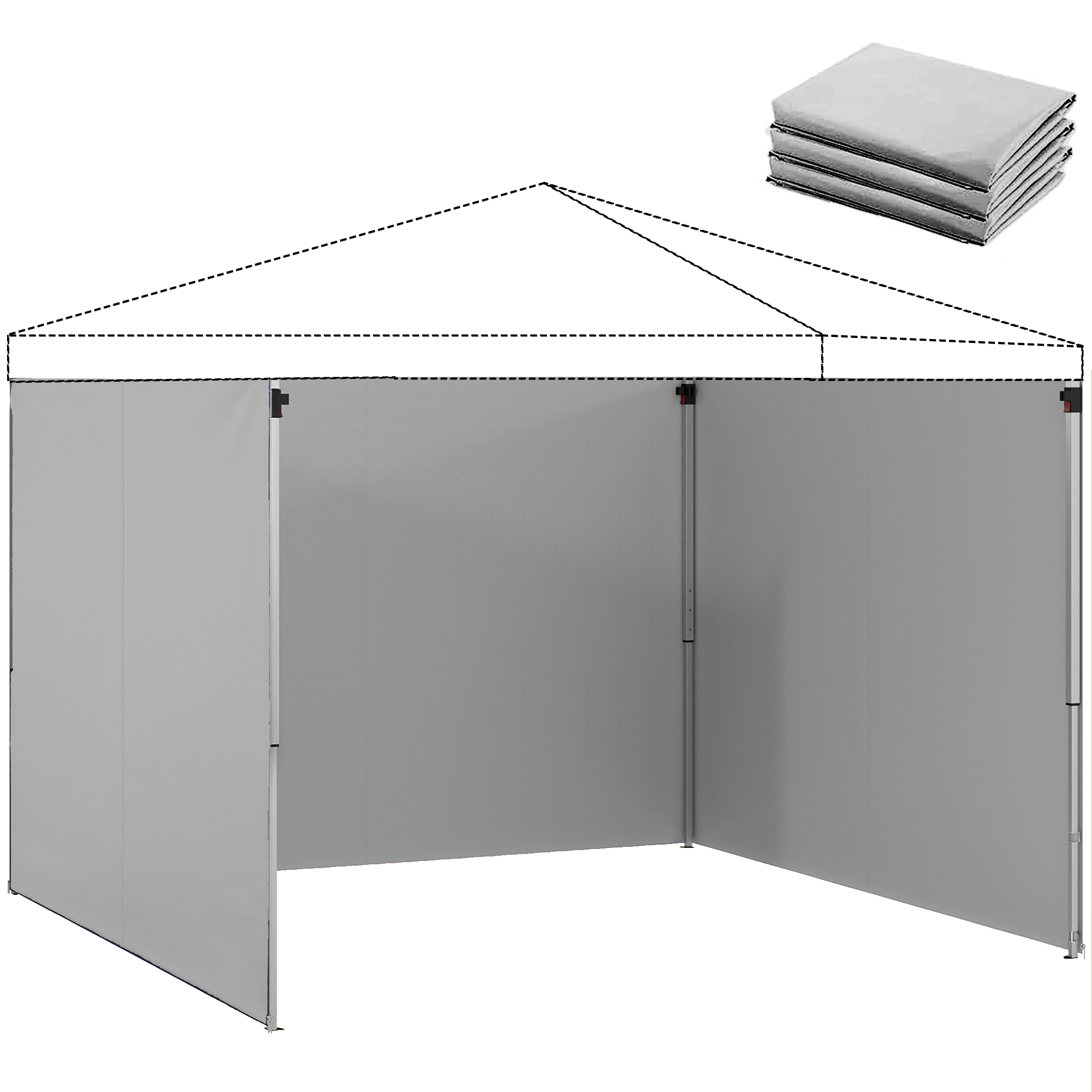 Outsunny 3er-Set Seitenteile für Pavillon 3x3 m, Seitenwand mit Reißverschluss, UV Schutz, wasserabweisend Seitenwände aus Oxfordstoff, als Sichtschutz und Windschutz für Partyzelt, Hellgrau   Aosom