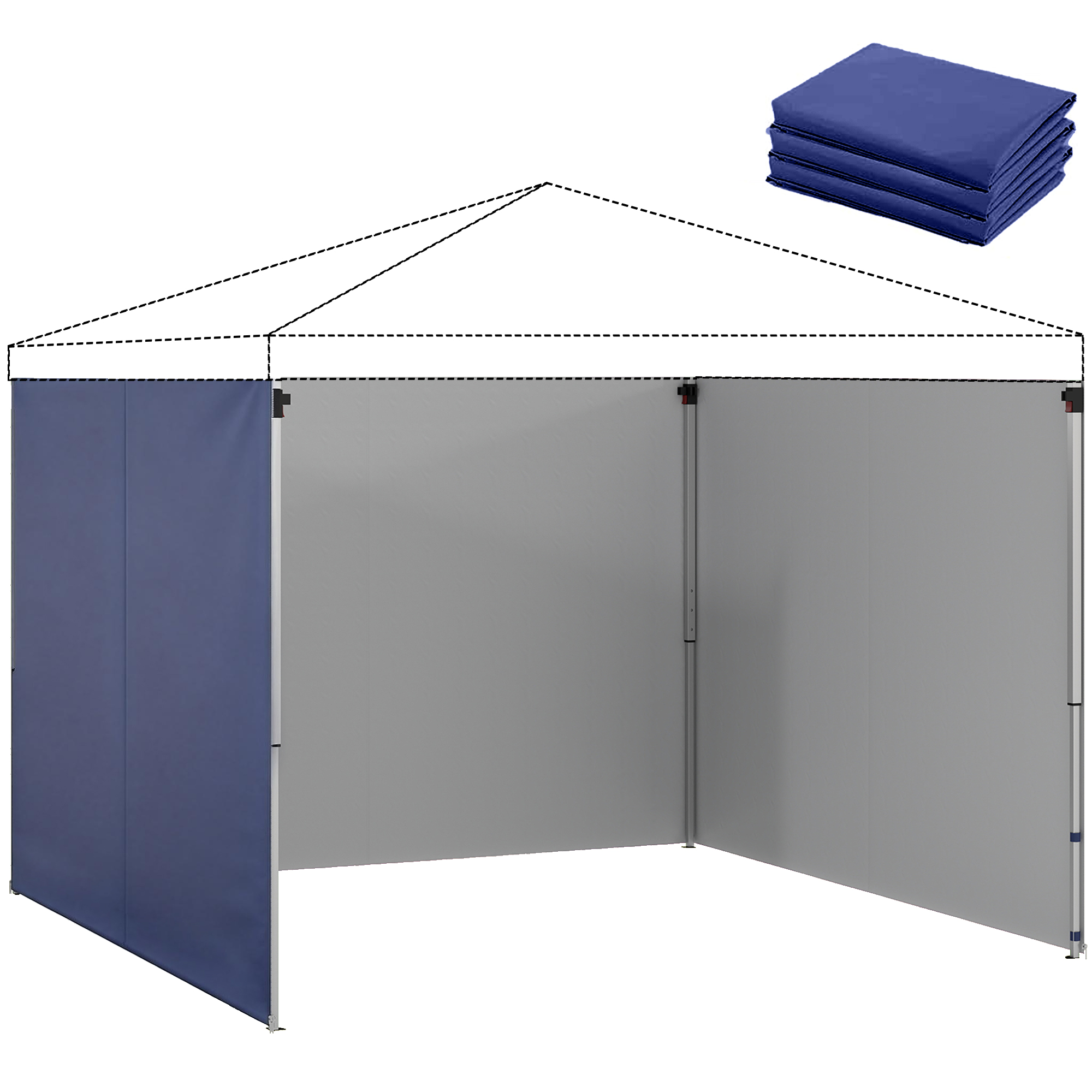 Outsunny 3er-Set Seitenteile für Pavillon 3x3 m, Seitenwand mit Reißverschluss, UV Schutz, wasserabweisend Seitenwände aus Oxfordstoff, als Sichtschutz und Windschutz für Partyzelt, Dunkelblau Aosom