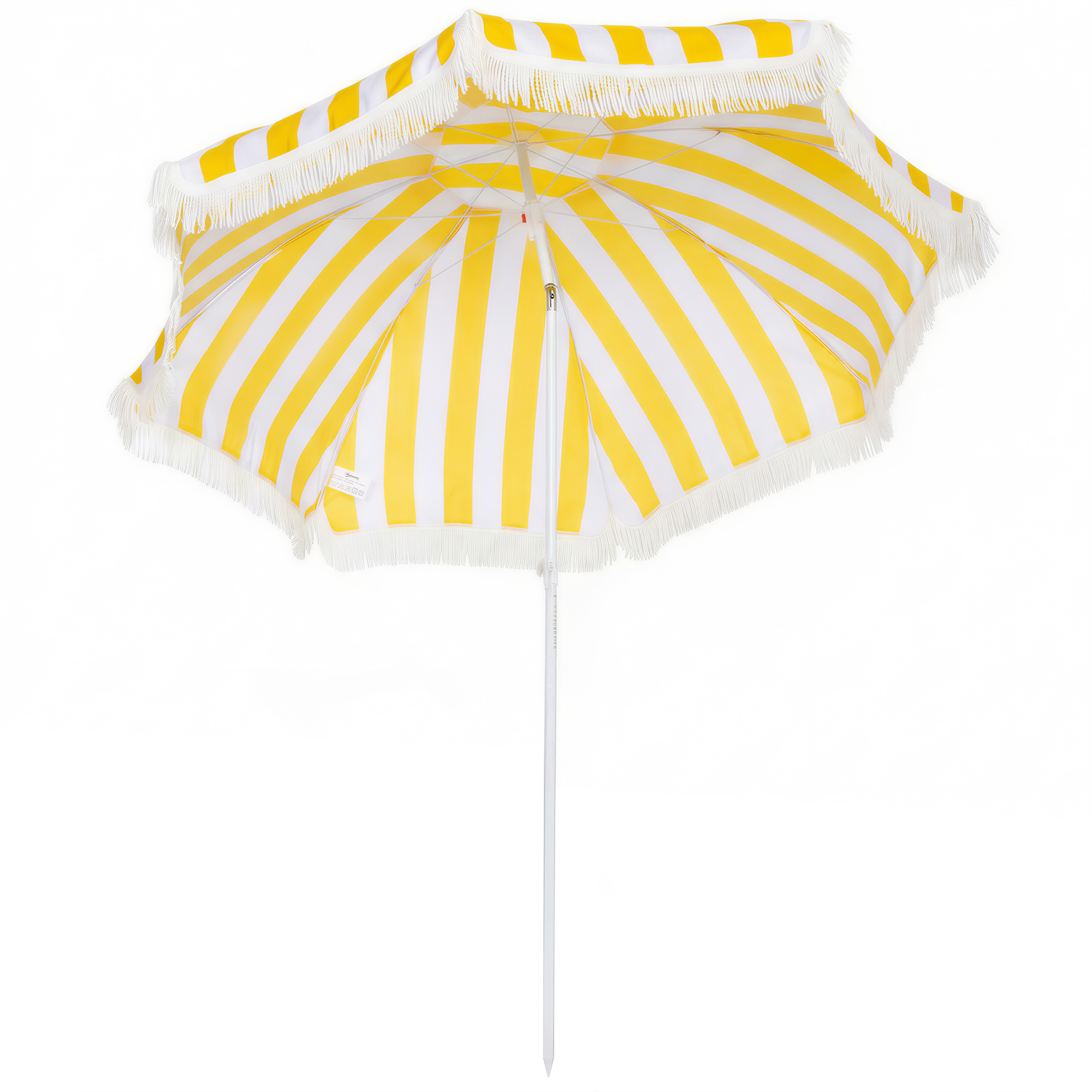 Outsunny Sonnenschirm Strand Ø180 cm windfest Strandschirm mit Sandanker verstellbarer Neigung Tragetasche Balkon-Schirm Gartenschirm sicherer Sonnenschutz für Reisen Strand Balkon Camping Gelb+Weiß Aosom