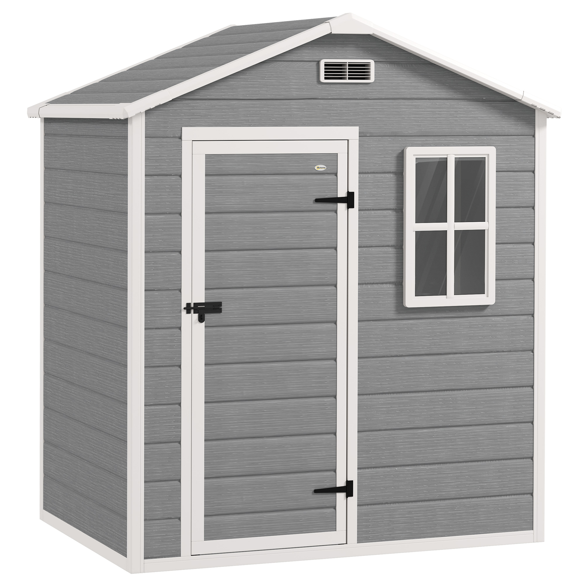 Outsunny Gerätehaus 1,9m² 182 x 121 x 200cm Geräteschuppen mit Satteldach Boden Abschließbarer Tür wetterfest Gartenhaus Outdoor Garten Schuppen für Hinterhof Außenbereich Grau   Aosom