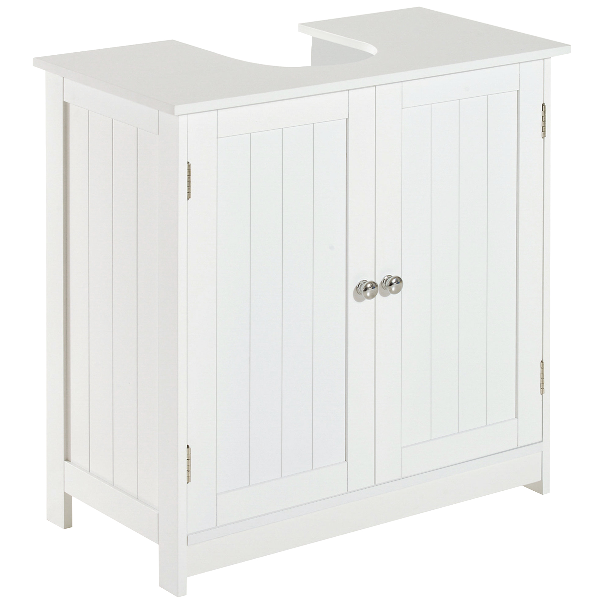 HOMCOM Waschbeckenunterschrank Badschrank mit 2 Türen, verstellbare Ablage, Siphon-Ausschnitt, Badmöbel im Landhausstil Aosom.de