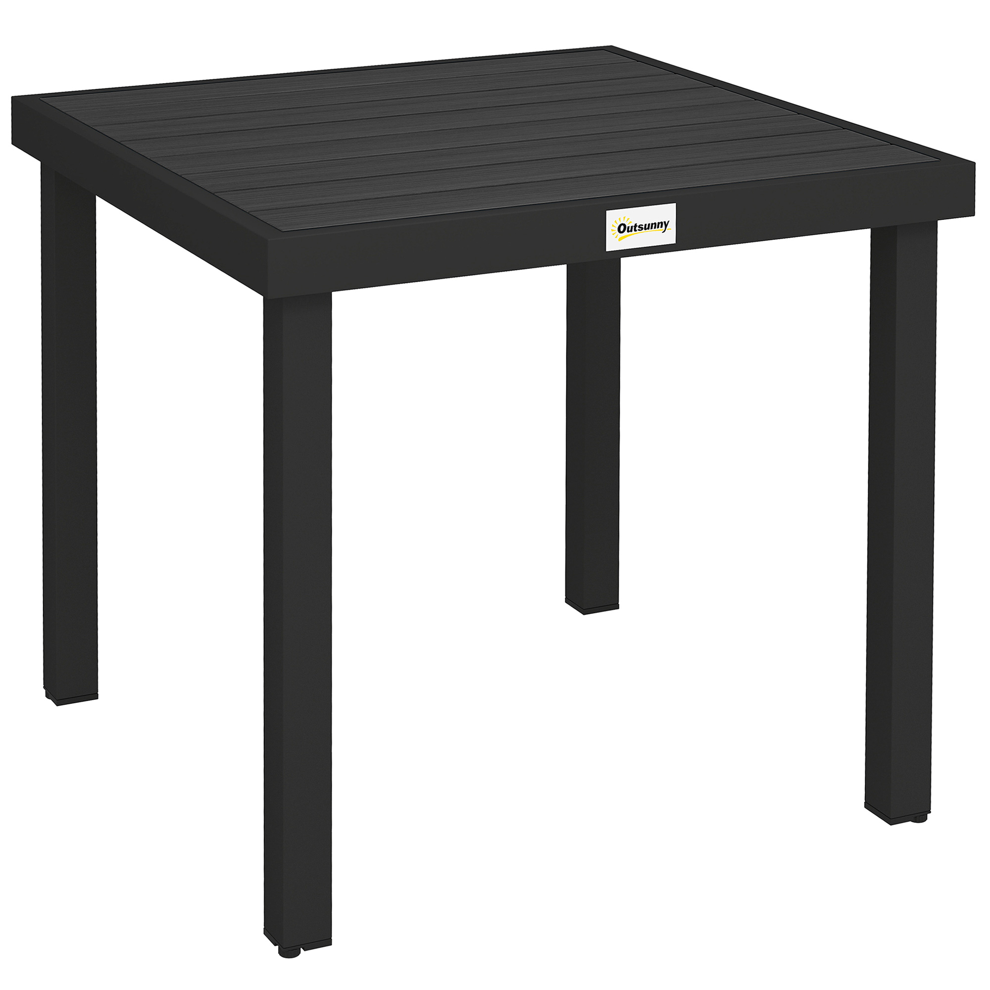 Outsunny Gartentisch für 4 Personen kompakter Esstisch aus pflegeleichtem Aluminium Kunststoff Schwarz 80x80x74cm für Gartenmöbel   Aosom.de