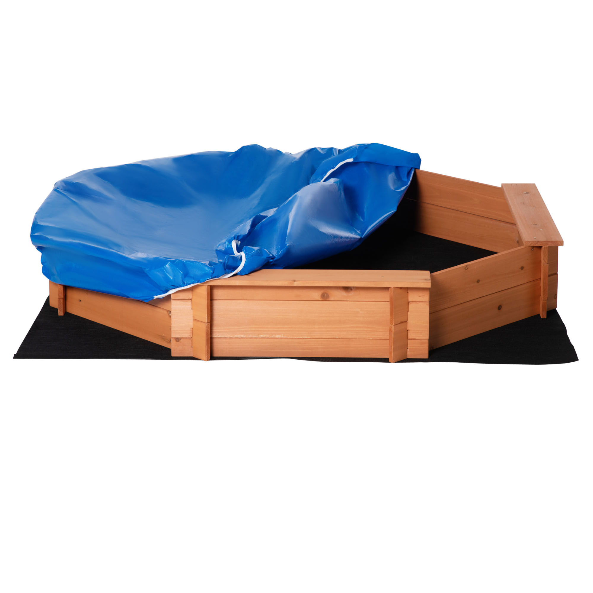 Outsunny Sandkasten 8-eckig mit Abdeckung aus Massivholz, bodenloses Design für Kinder 3-8 Jahre, 139,5 x 139,5 x 21,5 cm   Aosom.de