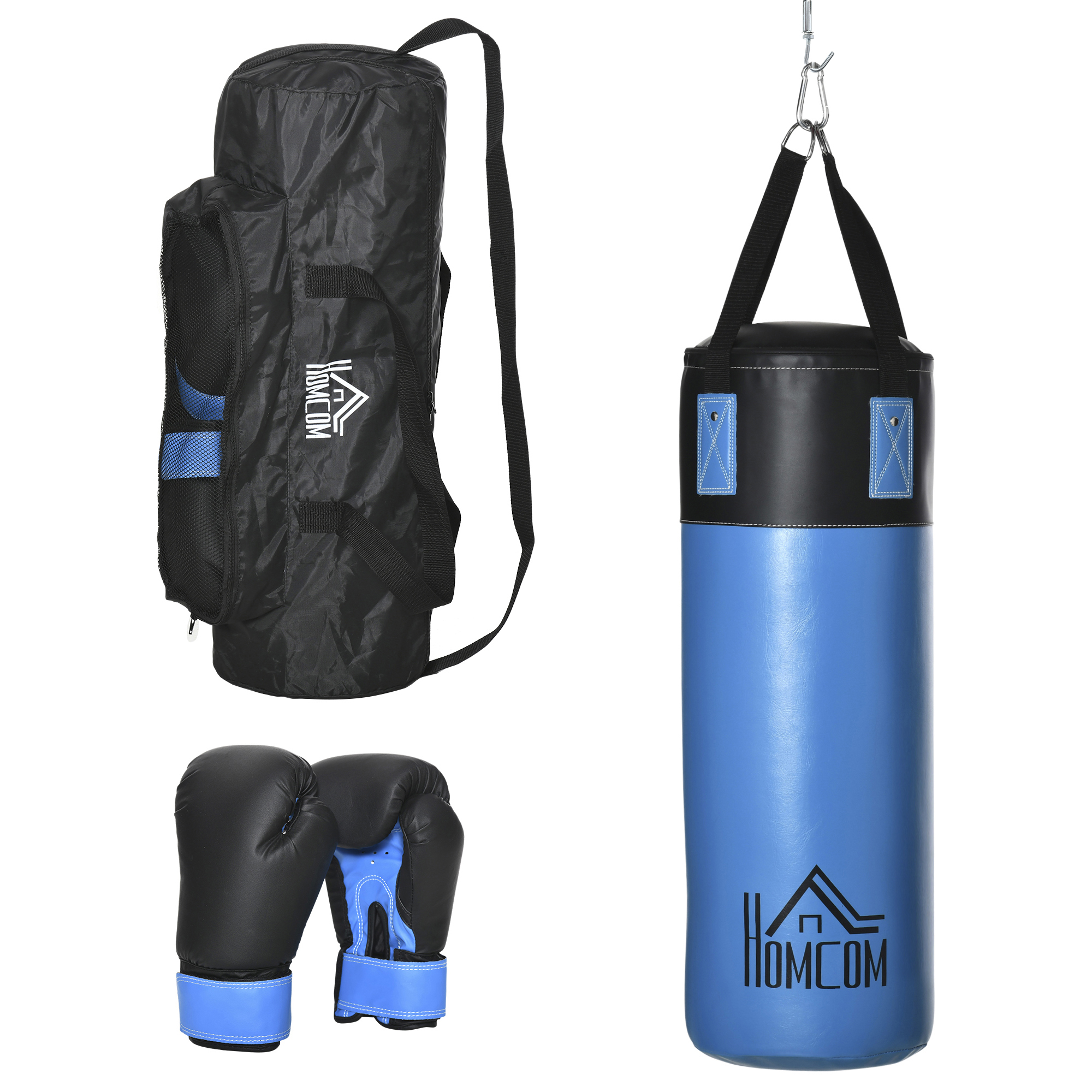 HOMCOM Boxhandschuhe gefüllt 100 KG Ø25 x 120 cm blau für Boxtraining und Fitness   Aosom.de