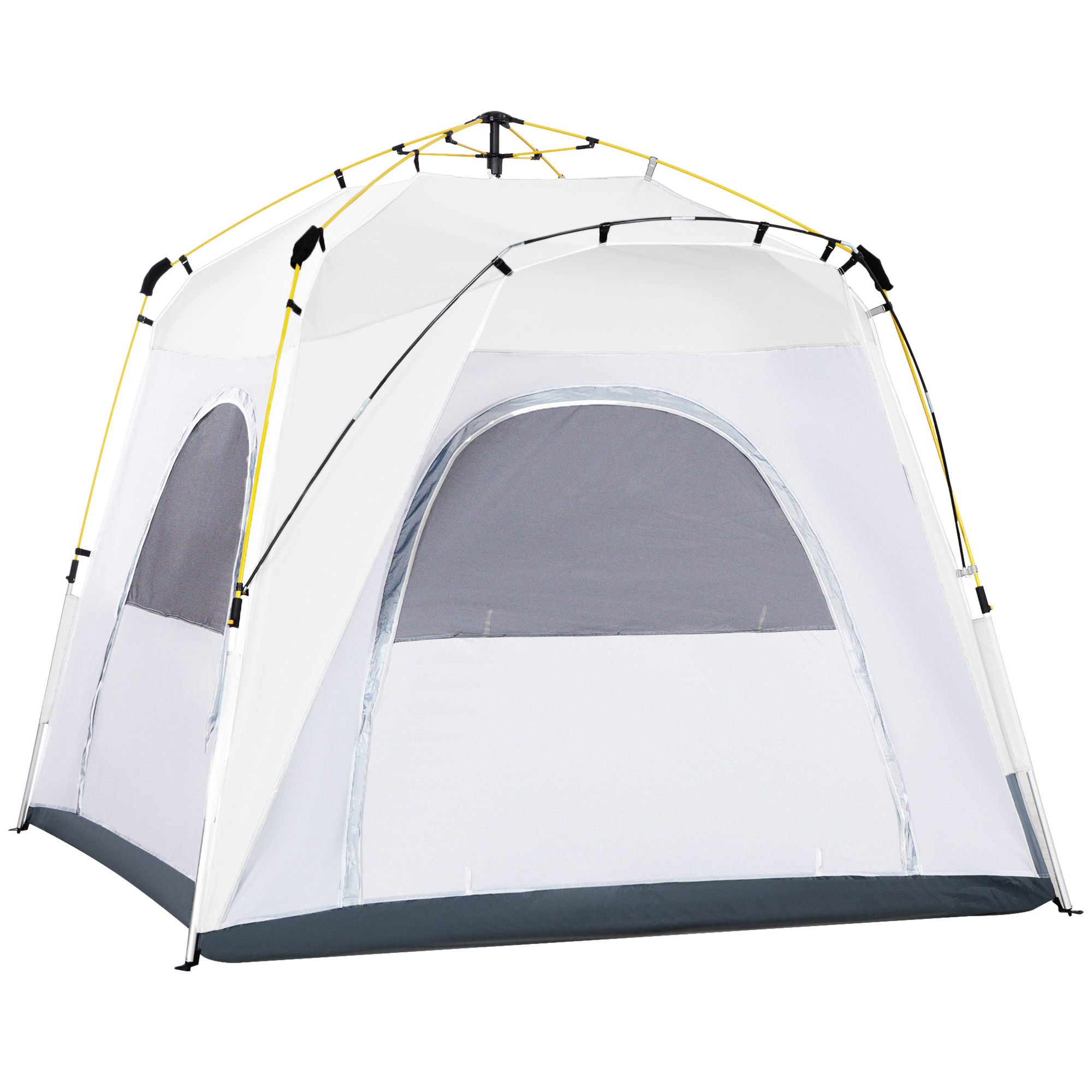 Outsunny Campingzelt 4 Personen, Pop Up Kuppelzelt wasserdicht mit Bodenplane und Fenster, leichtes Familienzelt für Camping Trekking Outdoor   Aosom