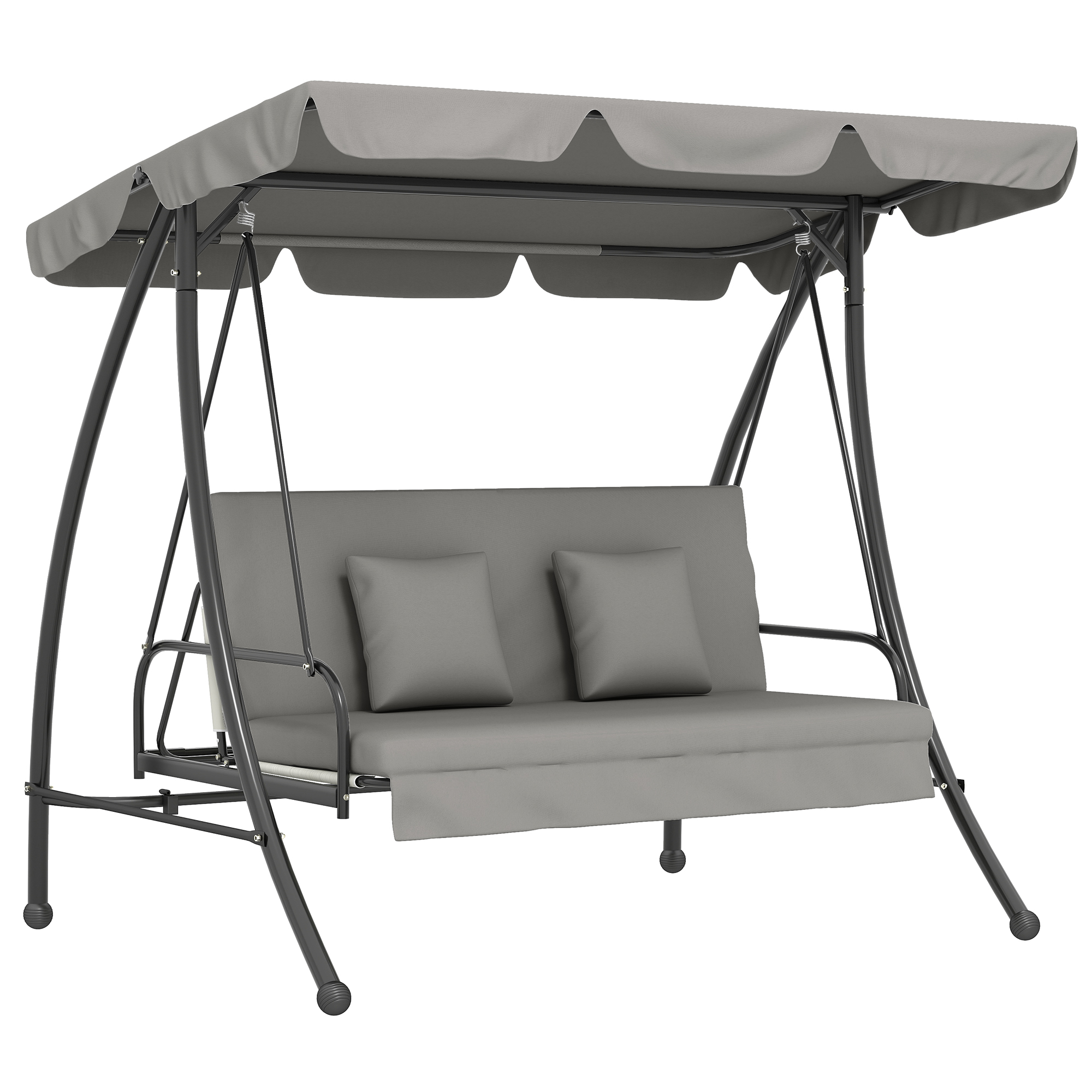 Outsunny Hollywoodschaukel Gartenschaukel Schaukel Schaukelbank mit Liege-Funktion, 3 Sitzer, Metall+Polyester, Weiß, 209 x 114 x 170 cm   Aosom