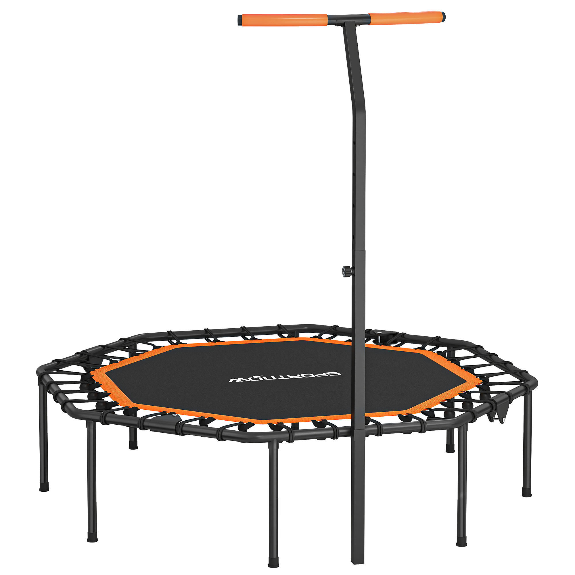 SPORTNOW Fitness Trampolin klappbar Ø128 cm Mini Trampoline mit 5-Stufig Höhenverstellbarem Haltegriff, leise Gummiseil, Trampolin für Erwachsene, Trampoline für Indoor Outdoor Jumping   Aosom
