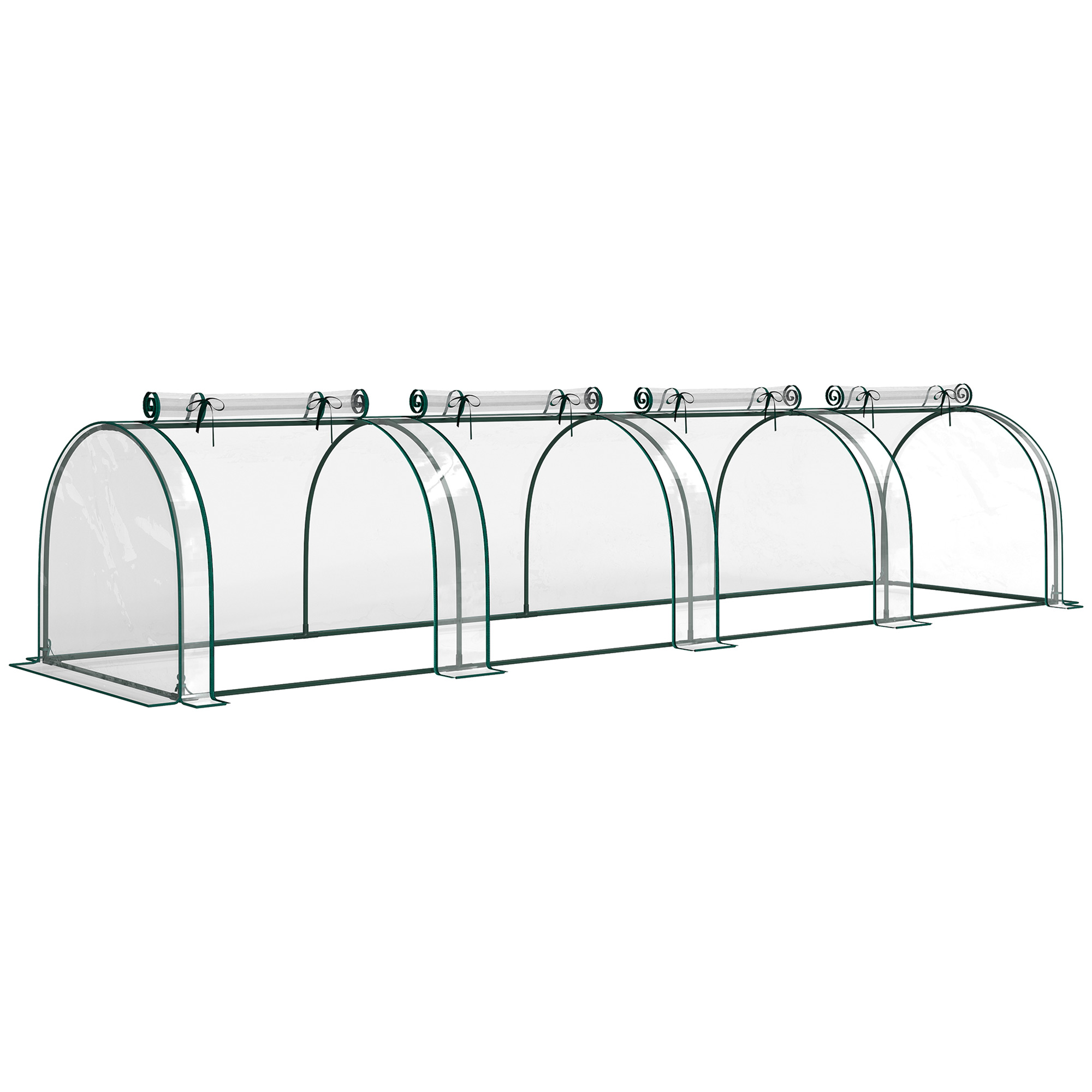 Outsunny Foliengewächshaus Treibhaus Gewächshaus mit Tür Frühbeet Pflanzenaufzucht Pflanzenhaus Folie Stahl PVC Transparent 395 x 100 x 80 cm   Aosom