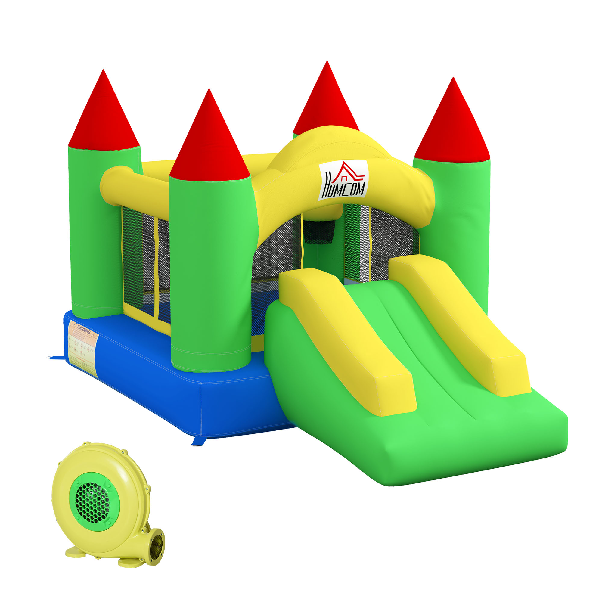 HOMCOM Hüpfburg aufblasbar Gebläse Kinderhüpfburg Spielburg Rutsche Trampolin Sicherheitsnetz 3-10 Jahre Oxford 300x180x160cm   Aosom