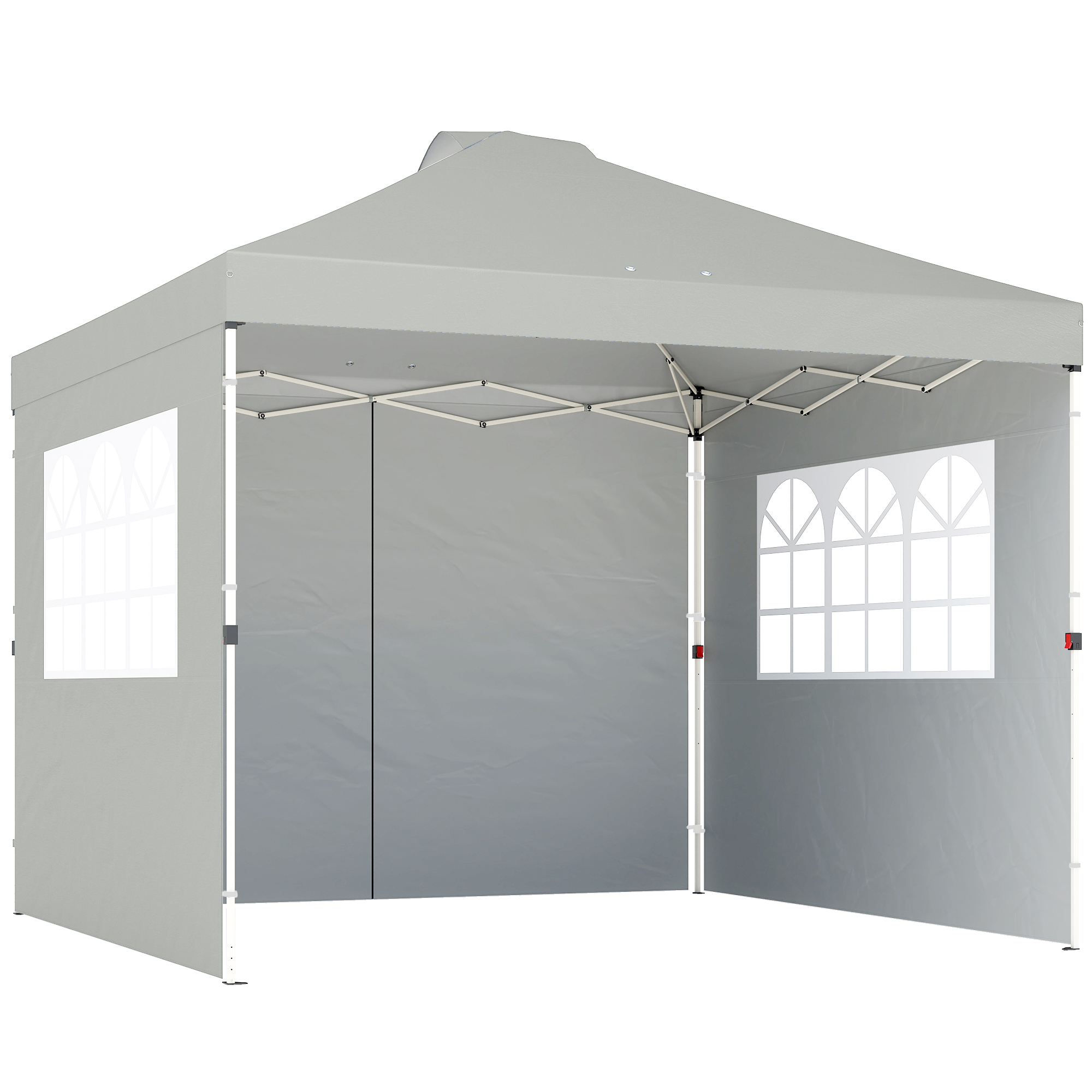 Outsunny Pavillon 3x3 m Wasserdicht Höhenverstellbar Pop-up Faltpavillon mit 3 Seitenwänden Fenster Lüftung, UV 50+ Faltbar Partyzelt mit Tragetasche Gartenpavillon für Garten Festival Hellgrau   Aosom