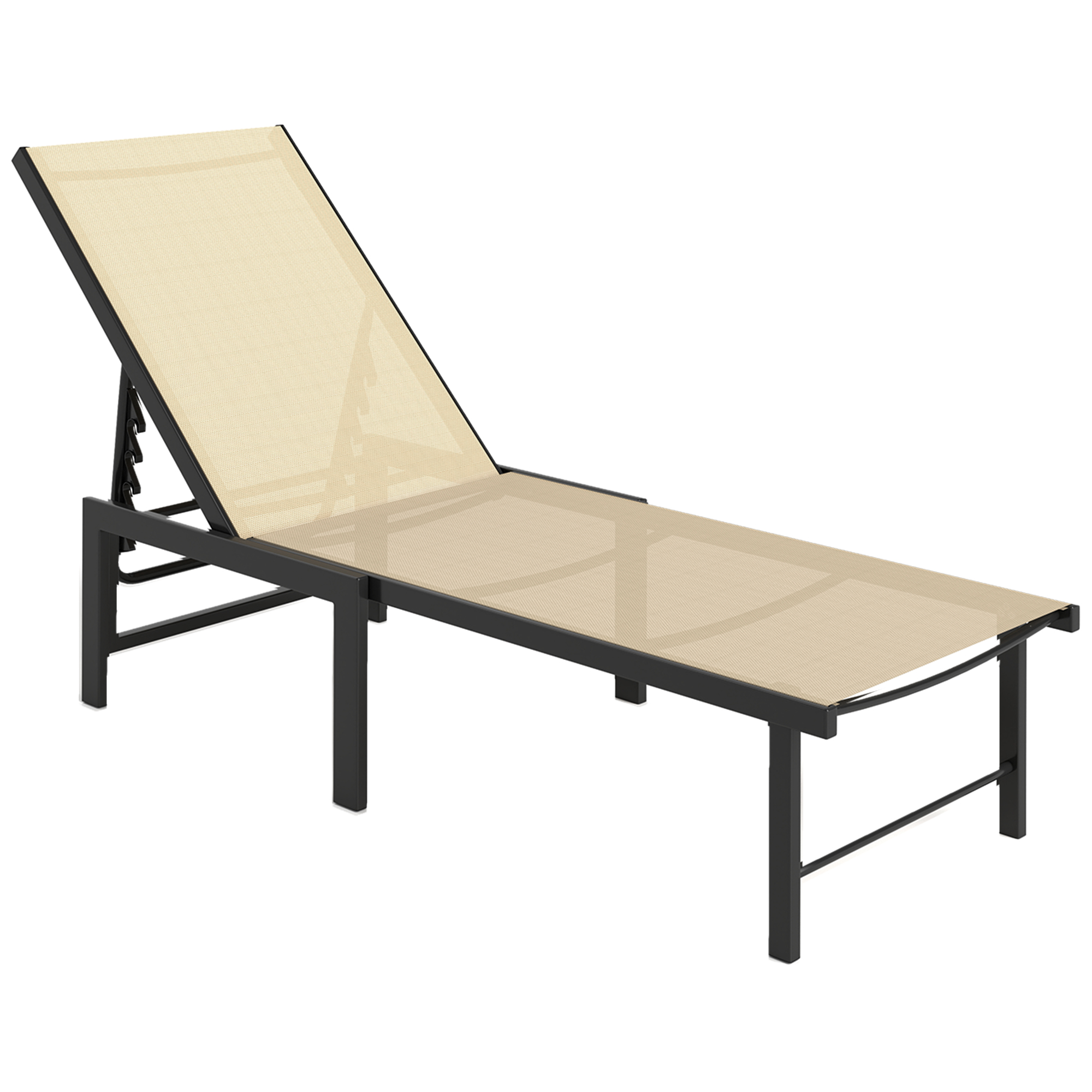 Outsunny Garten-Sonnenliege für den Außenbereich, verstellbare Liege mit 4-stufig verstellbarer Rückenlehne und Stahlrahmen, wasserdicht, Belastbarkeit 120 kg, für Garten, Terrasse, Balkon, 166x60x84 cm, Khaki   Aosom