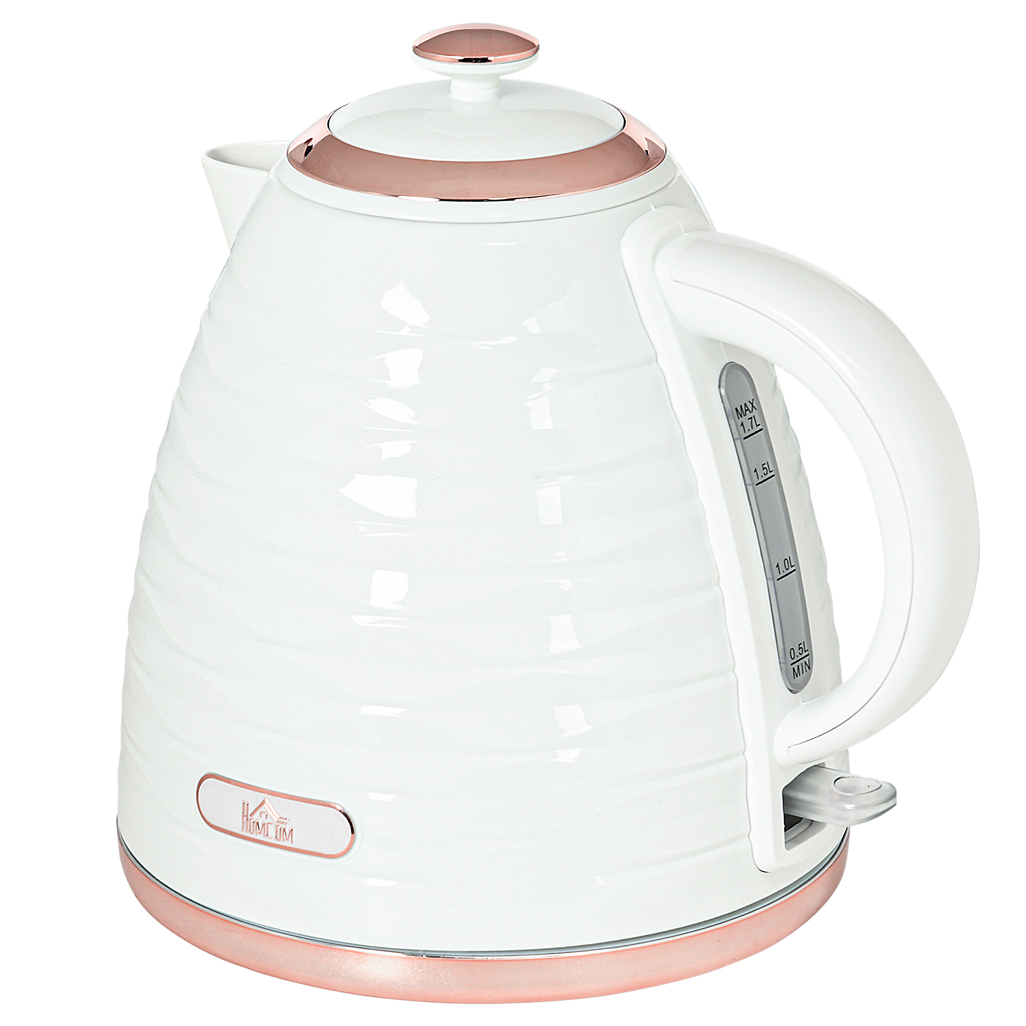 HOMCOM Wasserkocher 1,7 L, 2200W, Kabellos, Schnellkochfunktion, BPA-Frei, Elektrischer Wasserkocher mit Kalkfilter, Automatische Abschaltung, 360° Drehbasis, Trockenlaufschutz, Creme Aosom