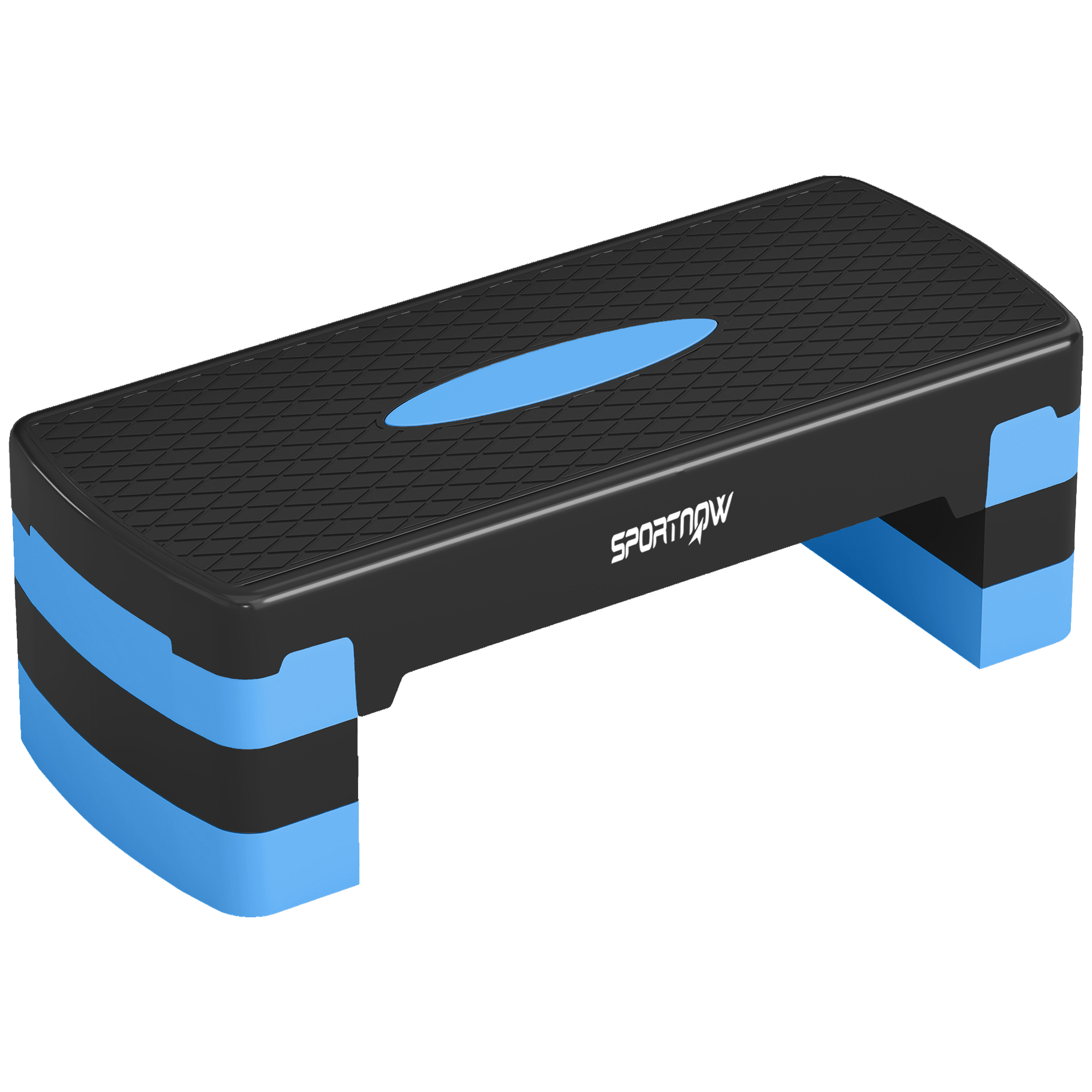 SPORTNOW Aerobic-Stepper 3 Stufen, verstellbare Höhe 10/15/20 cm mit Erhöhungen, rutschfeste Oberfläche, belastbar bis 150 kg, Stepper für Zuhause und Fitnessstudio, Blau   Aosom
