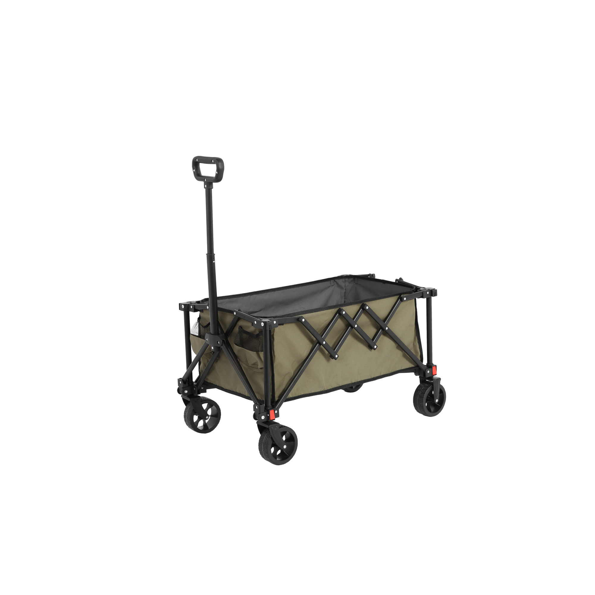 Faltbarer Bollerwagen, für Camping, Einkaufen, 77x48x45 cm, Armeegrün