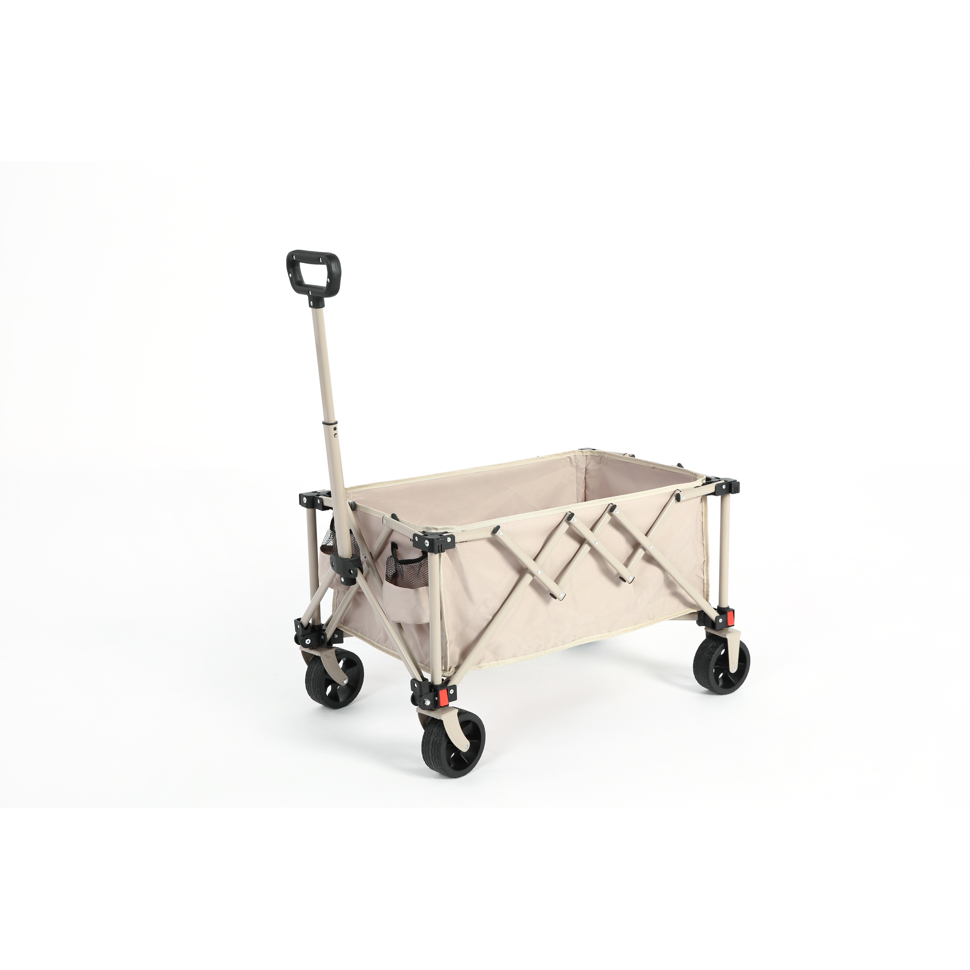 Faltbarer Bollerwagen, für Camping, Einkaufen, 77x48x45 cm, Beige