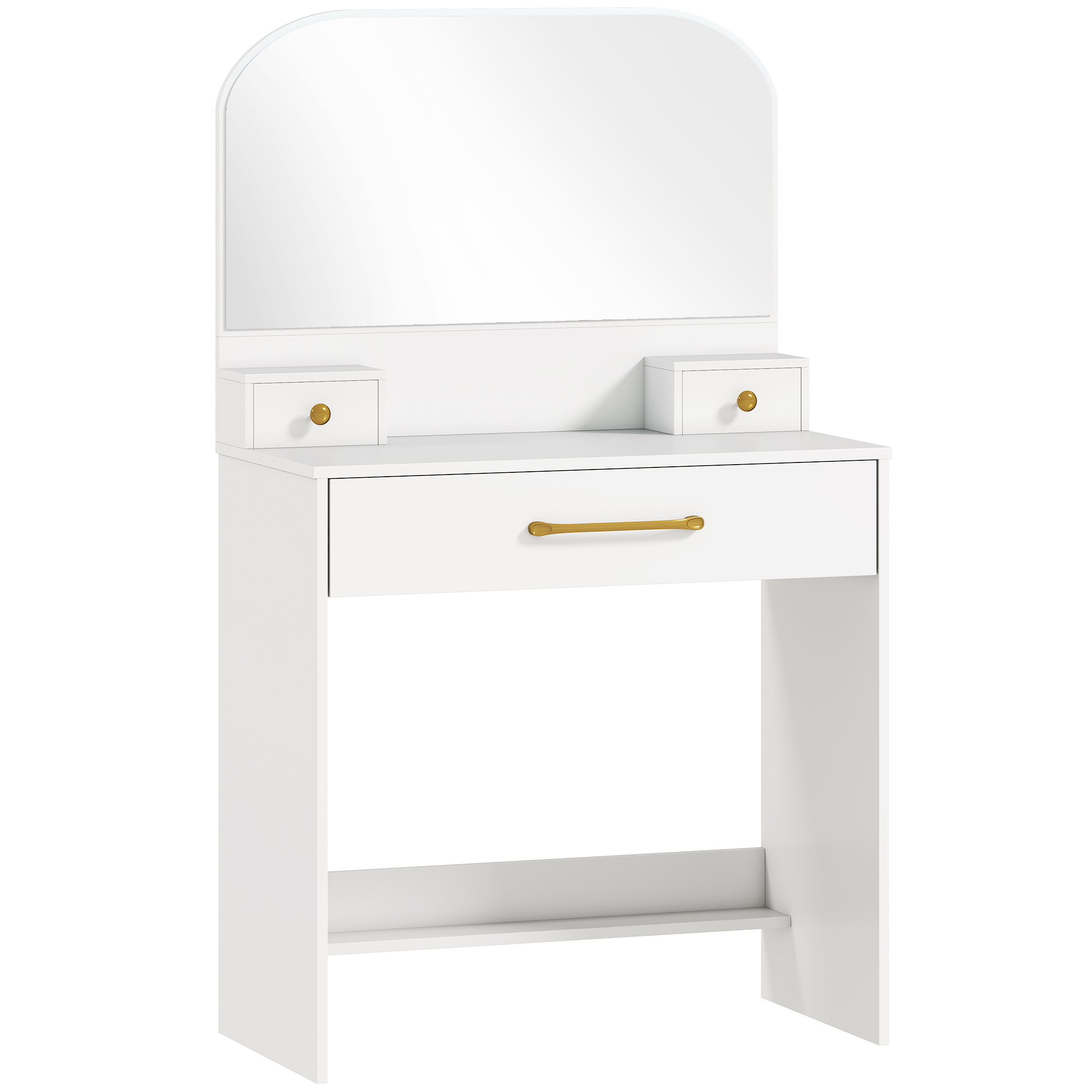 HOMCOM Schminktisch mit Bogenspiegel, Frisiertisch mit 3 Schubladen, Modern Kosmetiktisch für Schlafzimmer, kleine Räume, Weiß, 80 x 40 x 135 cm   Aosom