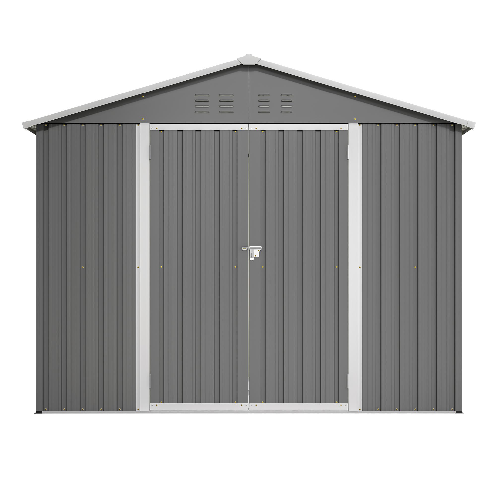 Metall-Gartenschuppen, breite Doppeltür, für Gartengeräte und Werkzeugaufbewahrung, 229x180x191 cm, Anthrazit
