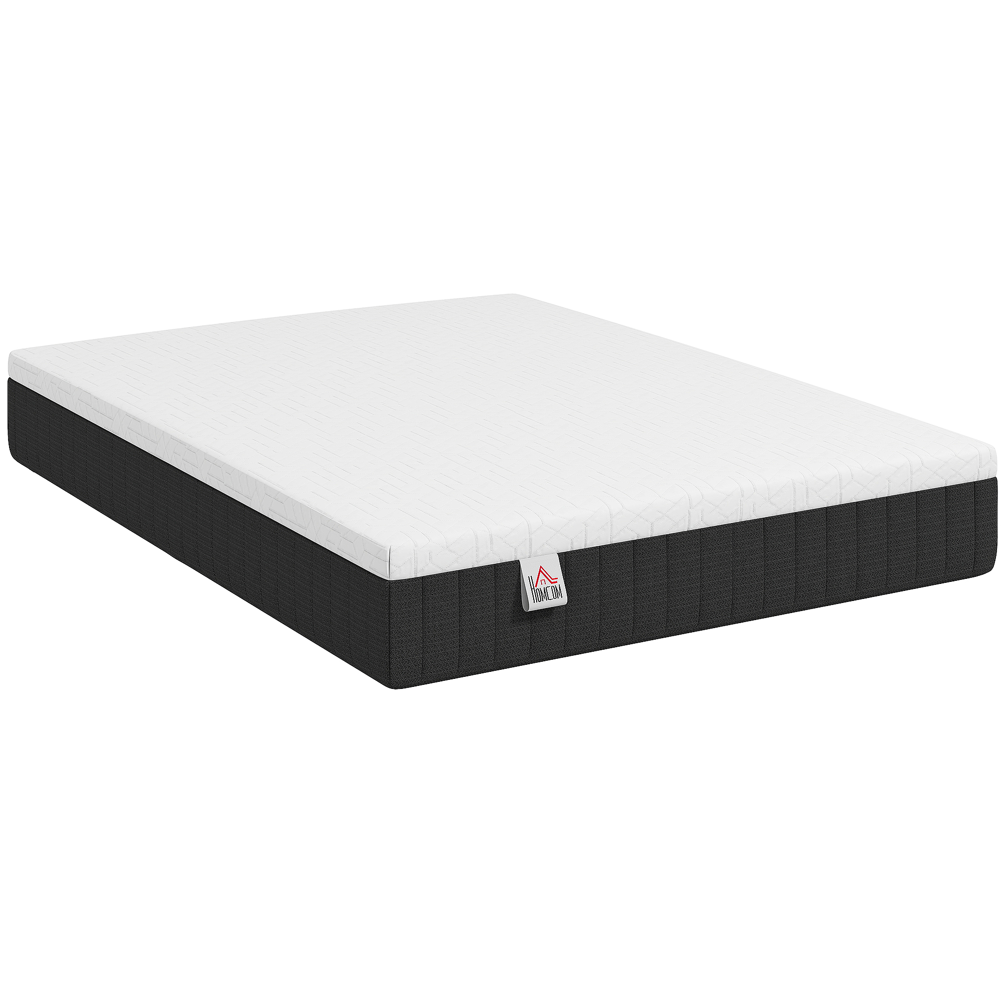 HOMCOM Matratze 140x190 cm, 2-Personen-Matratze mit Taschenfedern, Memory-Schaum, 25 cm Höhe, 7-Zonen-Unterstützung, abnehmbarer waschbarer Bezug, Oeko-Tex-zertifiziert, mittlerer Härtegrad Aosom