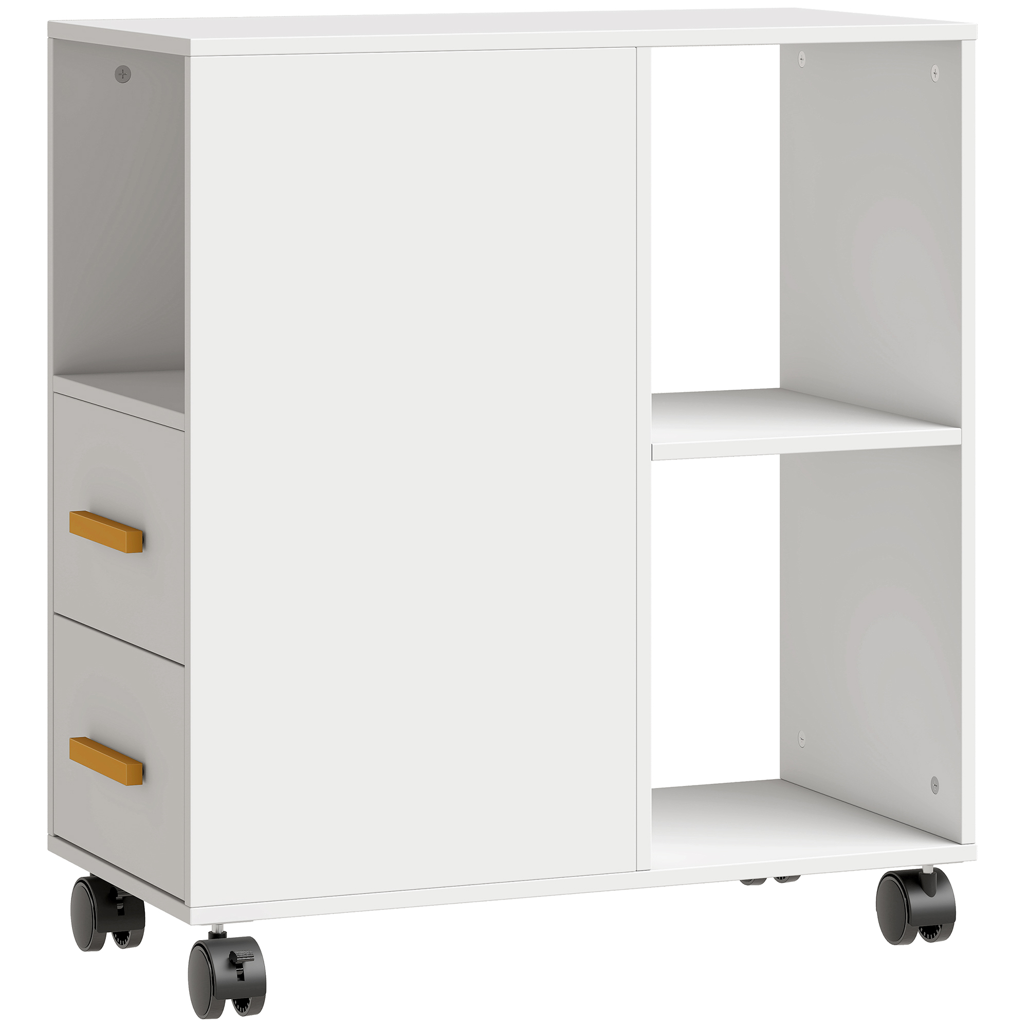 HOMCOM Druckerständer Druckertisch mit Verstellbar Ablage, Rollen, Schreibtisch Organizer für Drucker Druckerwagen für Fax Scanner Büro Office 60 x 30 x 65 cm Weiß   Aosom