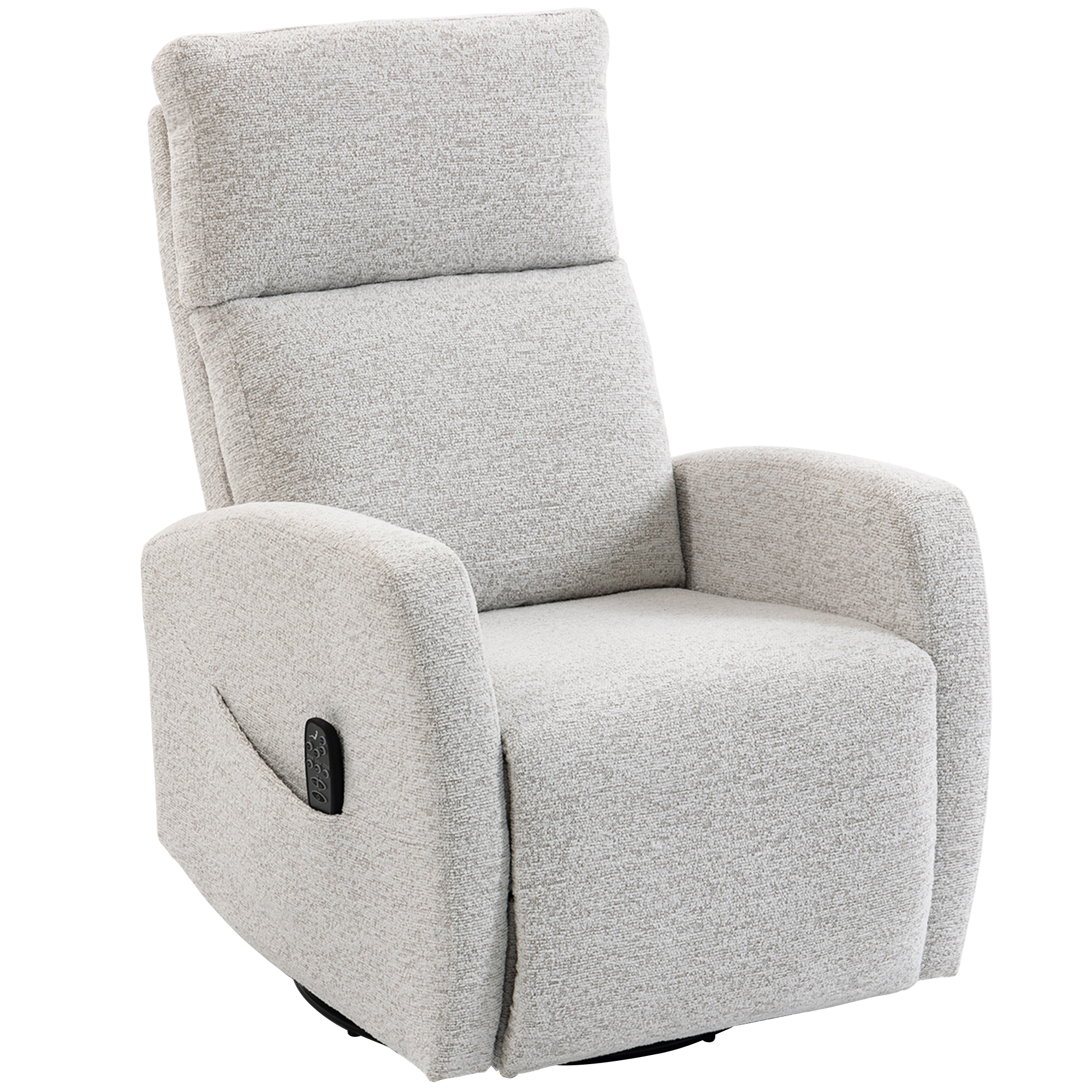 HOMCOM verstellbarer Massagesessel mit Heizung, Relaxsessel aus Chenille, verstellbare Rückenlehne, 360° drehbar, Seitentaschen, Fernbedienung, belastbar bis 150 kg, für Wohnzimmer, Schlafzimmer, Creme Aosom
