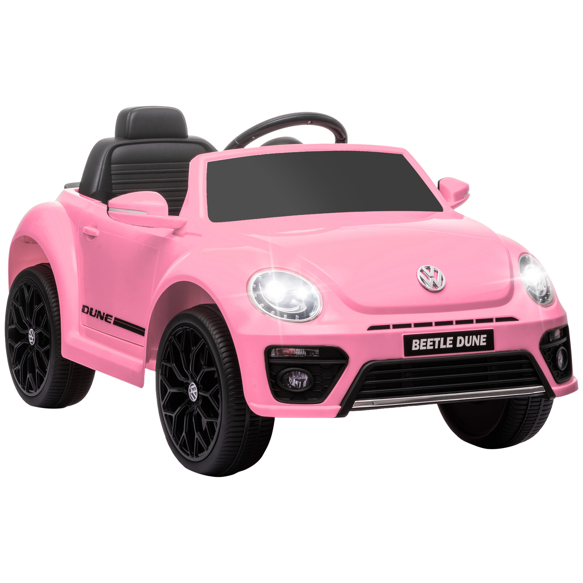 AIYAPLAY Kinder Elektroauto 12V Kinderauto mit 2,4G Fernbedienung, Musik, Hupe, Elektrofahrzeug mit LED-Lichtern, USB/MP3-Anschluss, 3-5 km/h, für Kinder 3-5 Jahre, Rosa Aosom