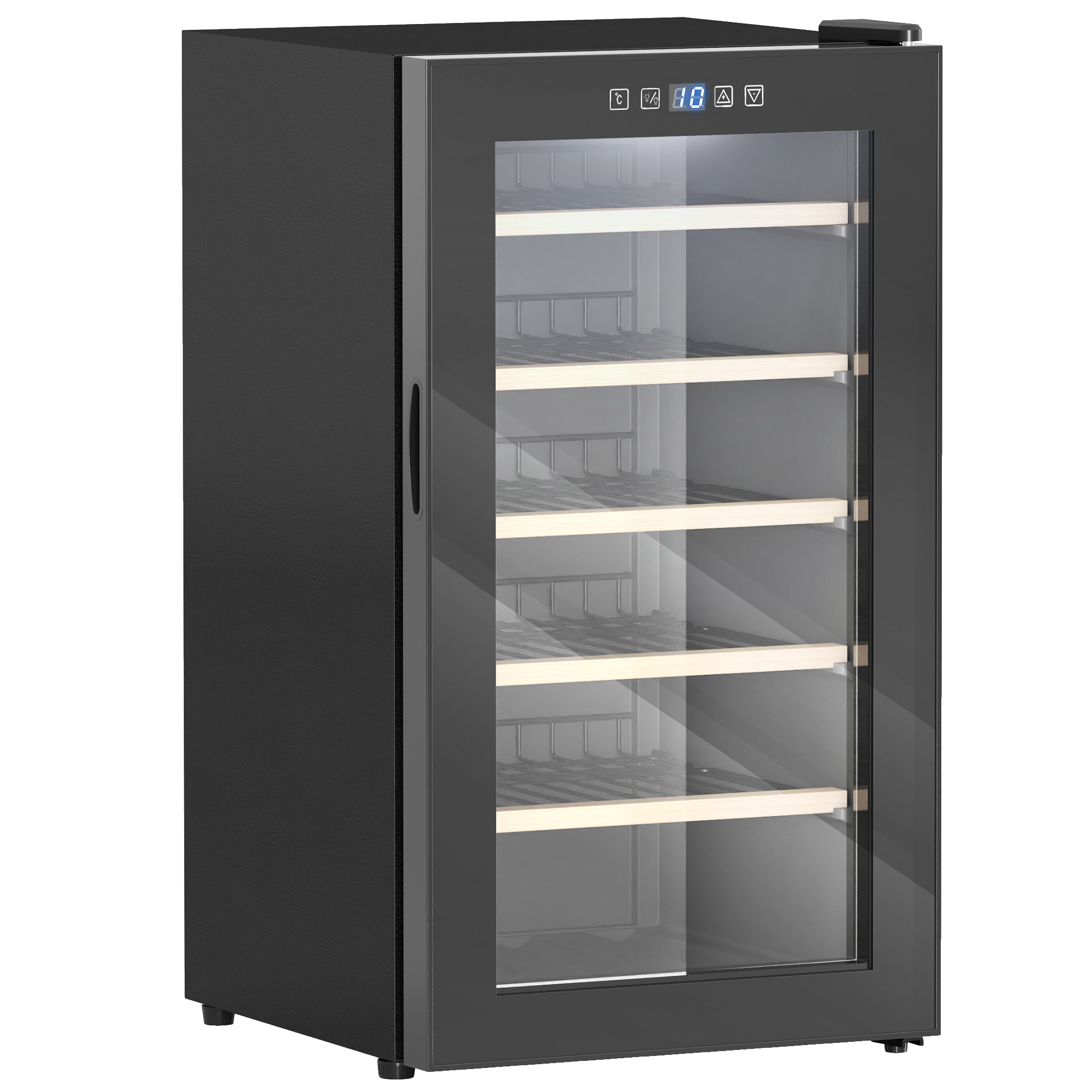 HOMCOM Weinkühlschrank 41 Flaschen 91L 5-20℃ Kompressor Getränkekühlschrank mit Glastür, LED-Licht Flaschenkühlschrank mit Touch-Screen, Kleiner Weinschrank Schwarz   Aosom