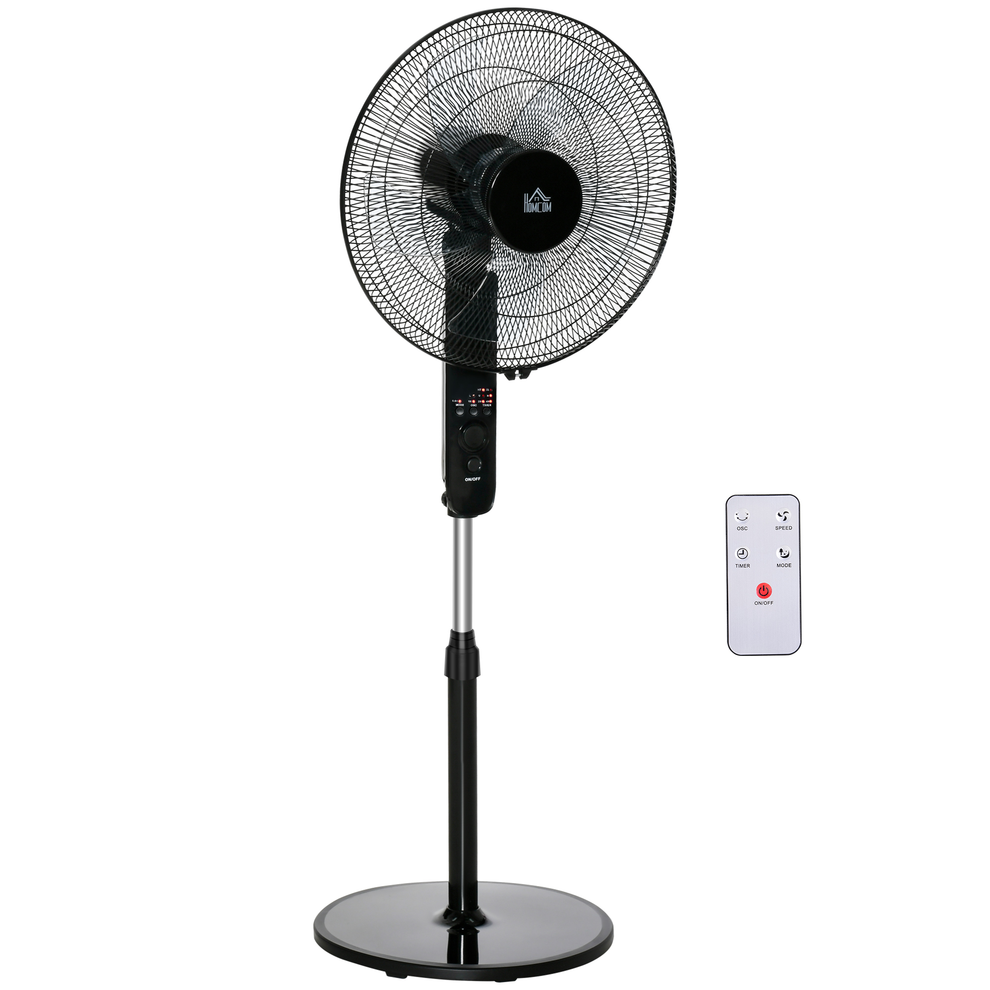 HOMCOM Standventilator mit Fernbedienung höhenverstellbar 3 Geschwindigkeitsstufen Metall verstellbarer Neigungswinkel für optimale Luftzirkulation   Aosom.de